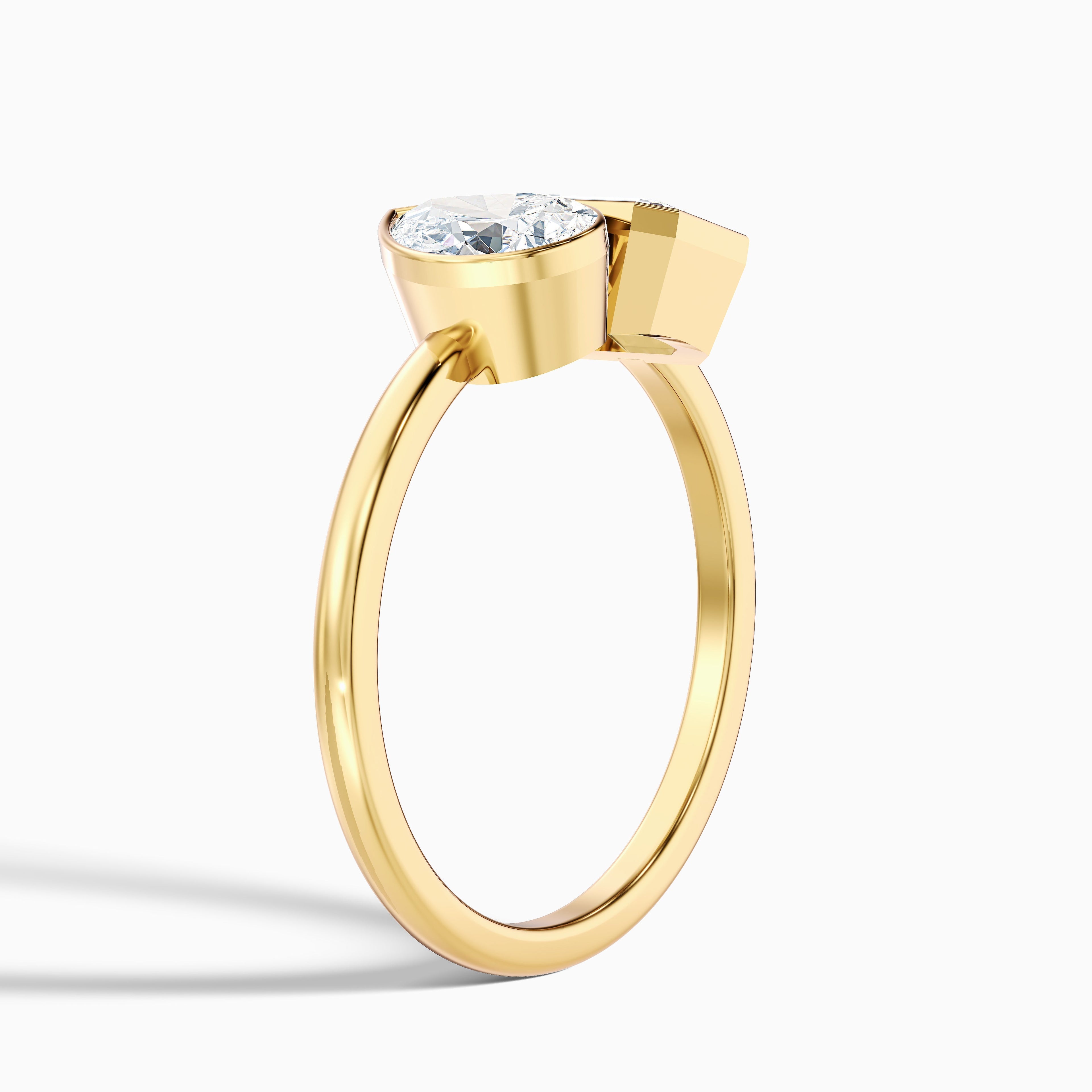 Tessa Toi Et Moi Engagement Ring in 18k Rose Gold With Pear and Emerald Two Stone Moissanite Diamond (4.5 Ct. Tw.) DestGlow