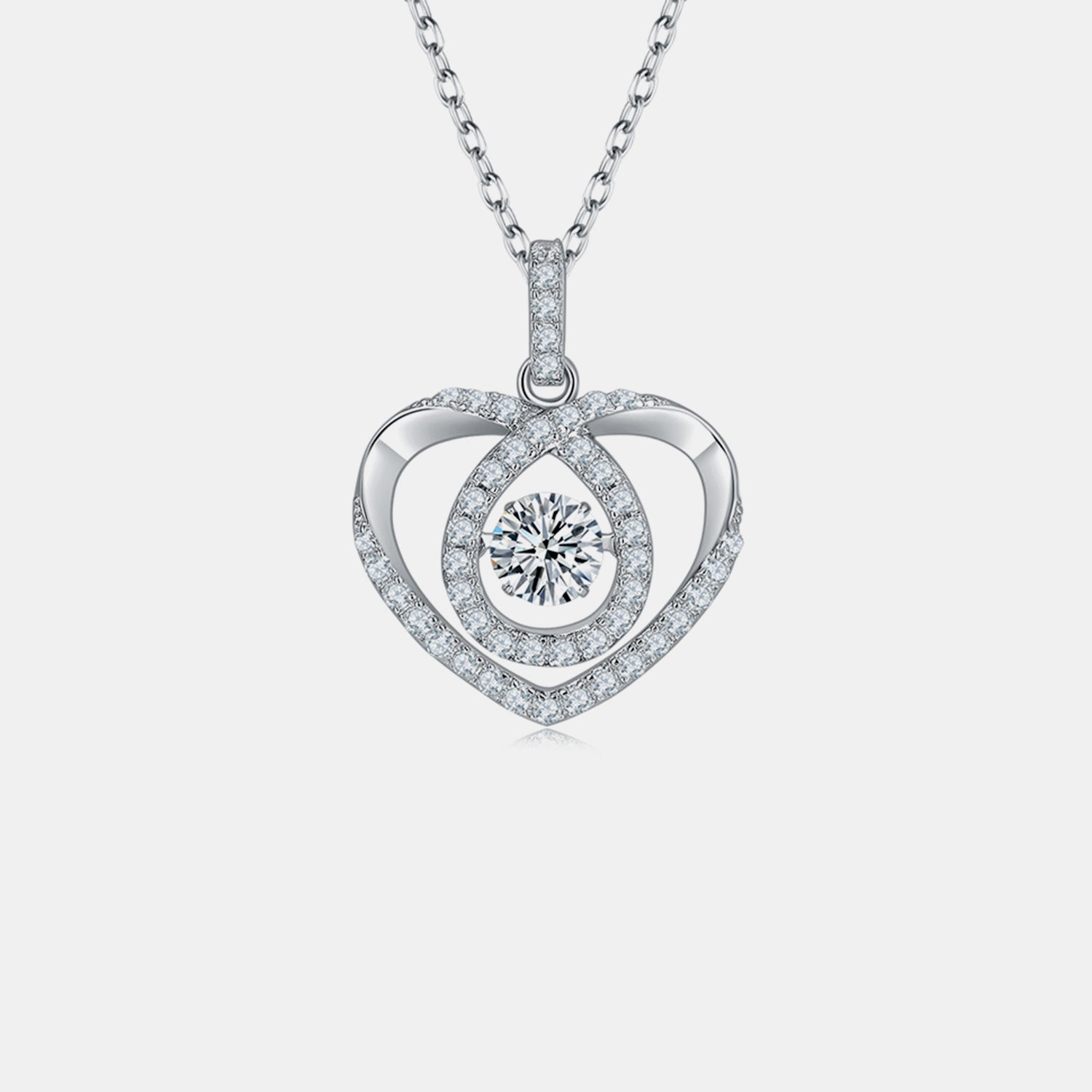 Sparkala™ Pure Sterling Silver Heart Shape Necklace - DestGlow