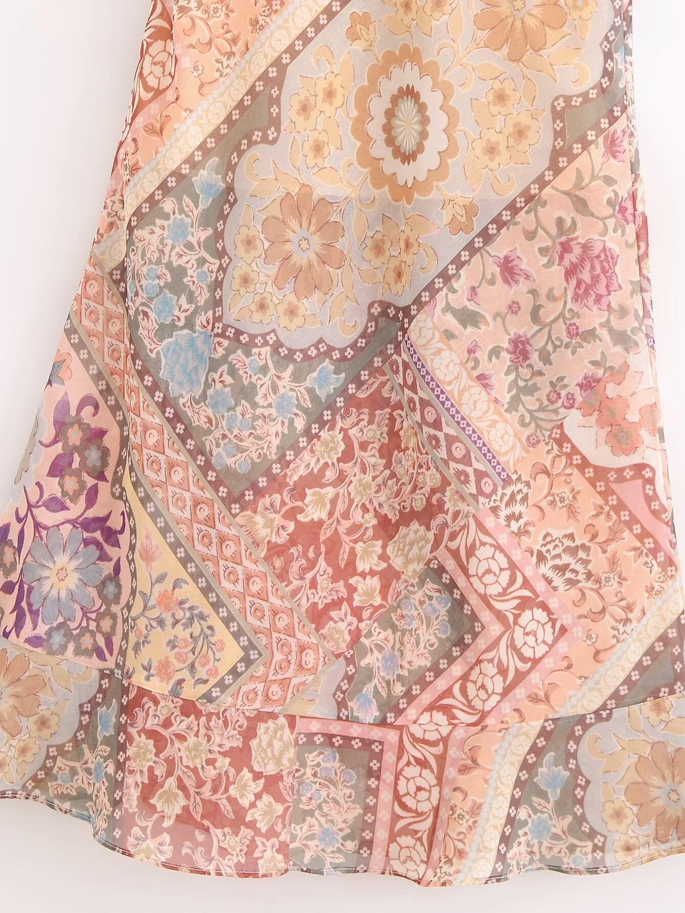 Women Backless Printing Color Contrast Loose Sling Dress by Ragazza