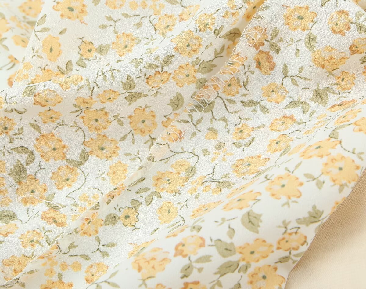 Fresh Dress Women Autumn Sweet Printed Square Collar French Long Sleeve High Sense Short DestGlow