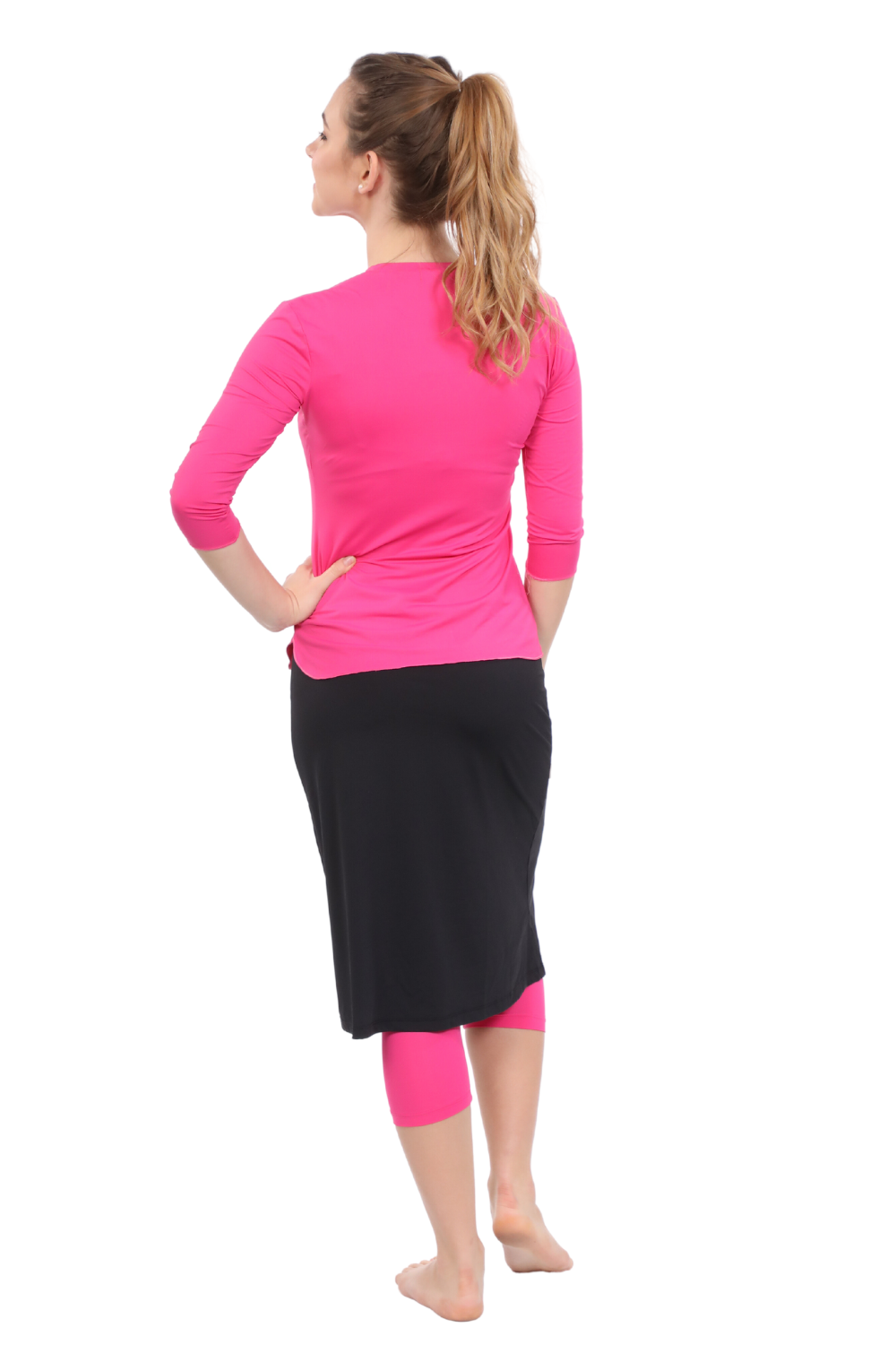 Relaxed Fit 3/4 Sleeve Swim & Exercise Top - Quick-Dry UPF 50+ Protection by Kosher Casual USA