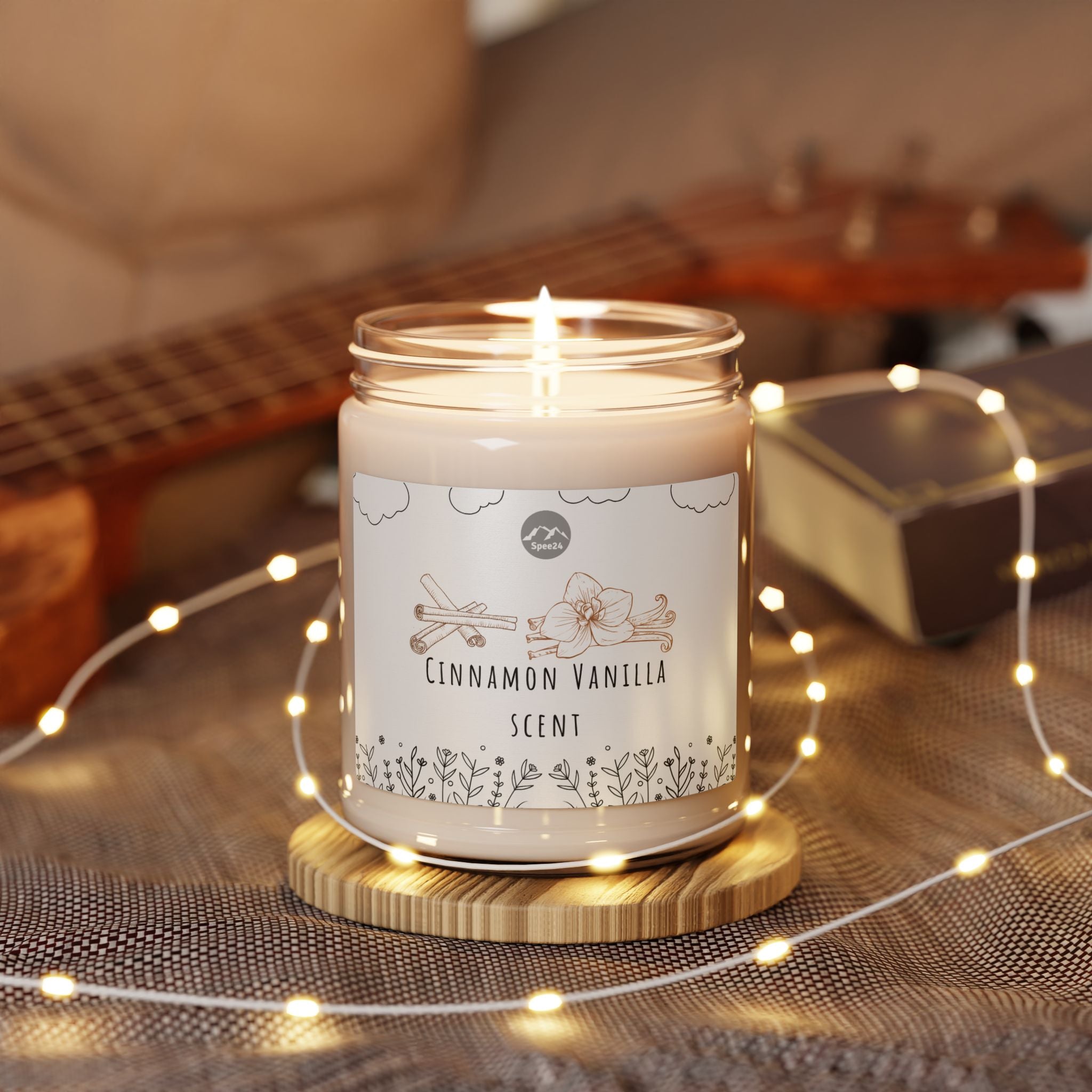 Cinnamon Vanilla Soy Candle - Relaxing Home Decor, Eco-Friendly Gift, Aromatherapy, Scented Candle, Handmade Candle-- 9oz by Spee24, LLC