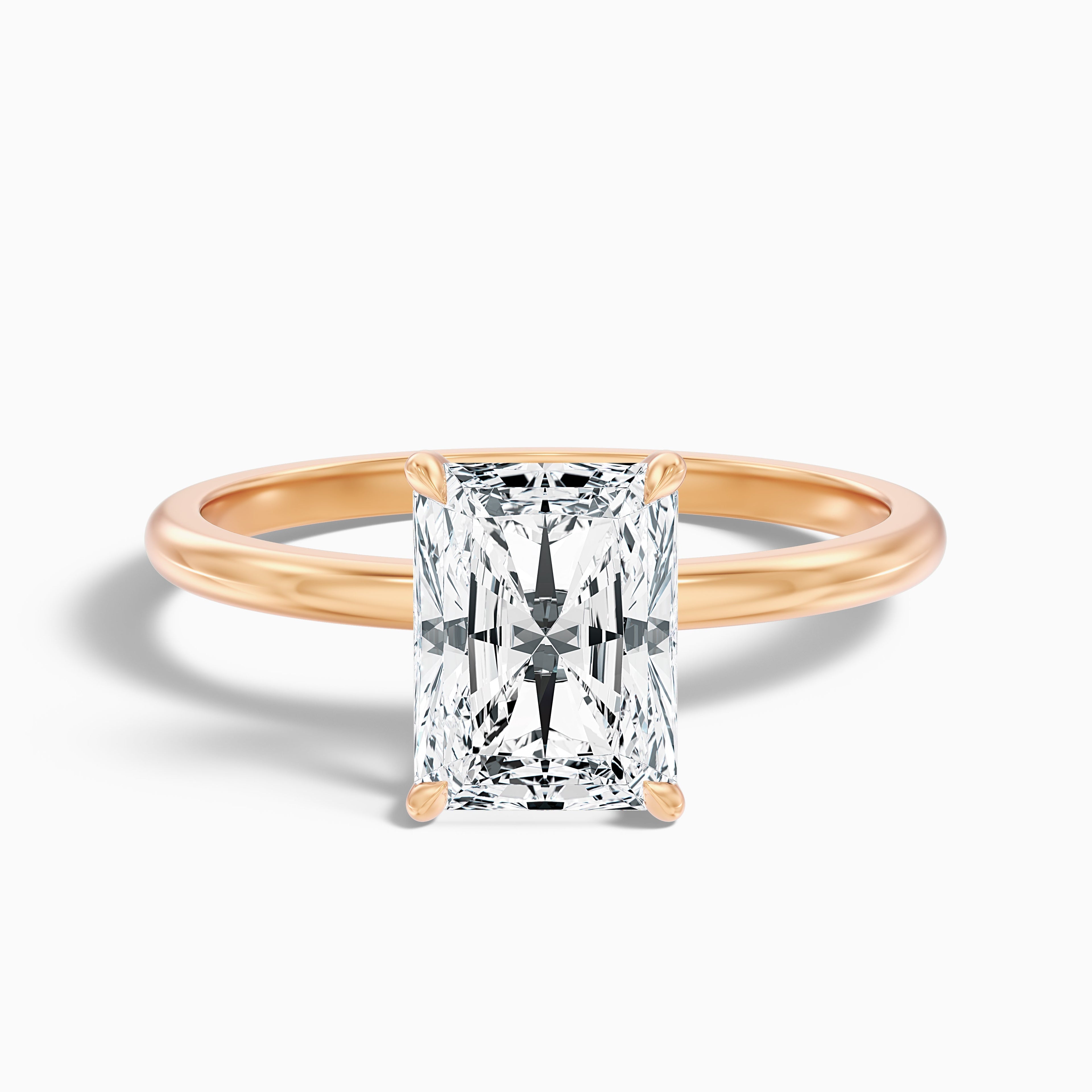 Ariya 4 Carat Radiant Cut Solitaire Moissanite Engagement Ring in 10k Yellow Gold DestGlow