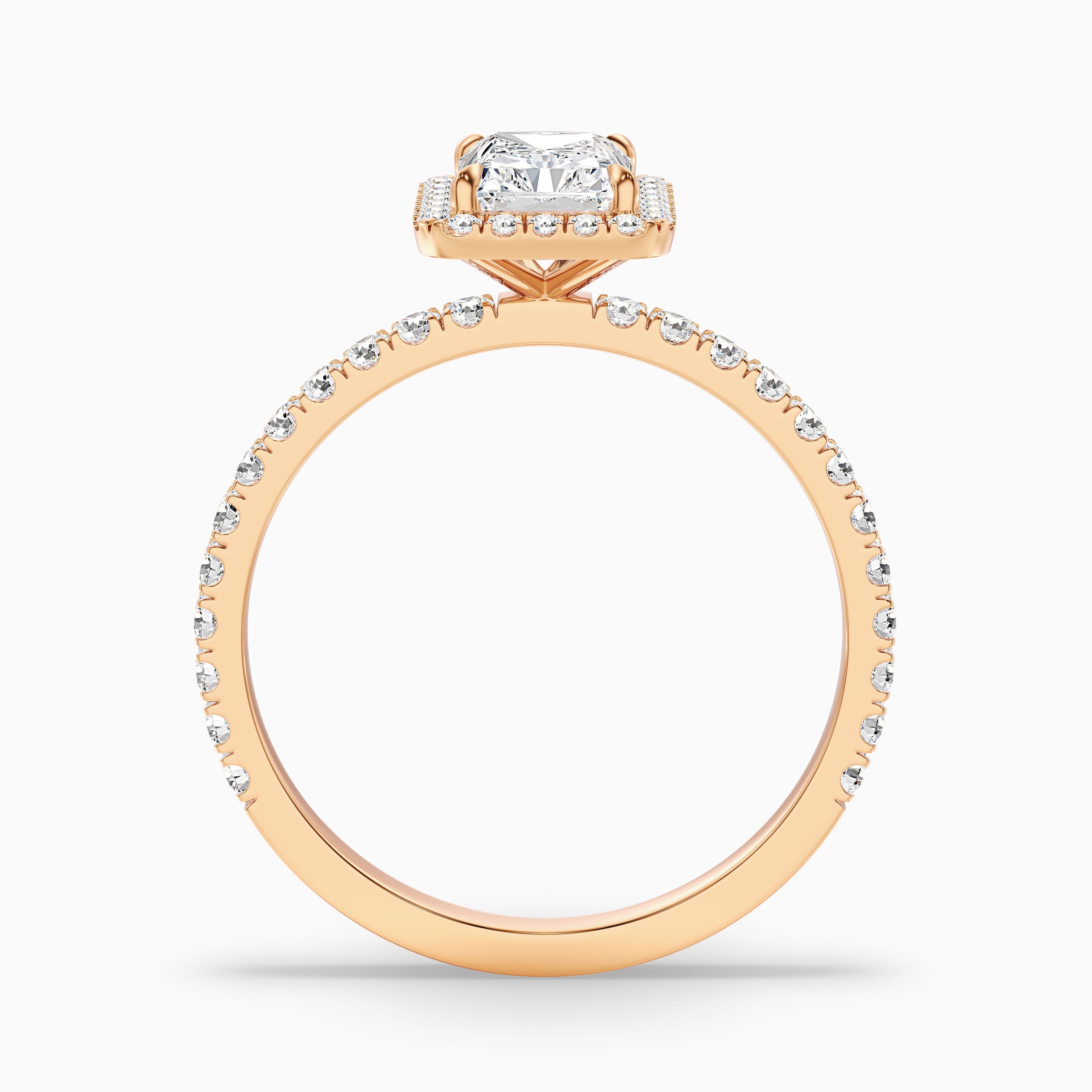 Ashly 4 Carat Radiant Cut Halo Moissanite Engagement Ring in 10k Rose Gold
