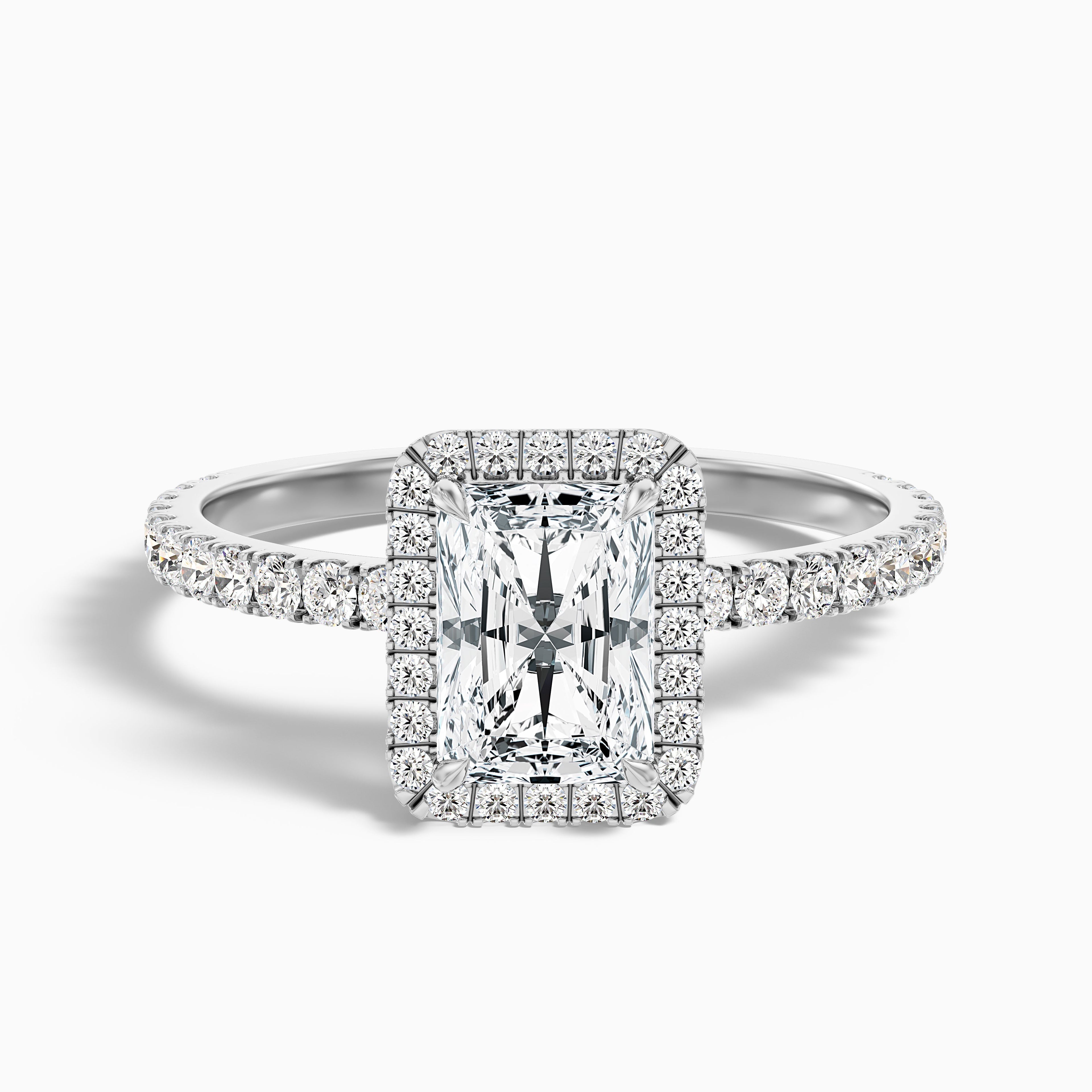 Ashly 5 Carat Radiant Cut Halo Moissanite Engagement Ring in 14k Yellow Gold