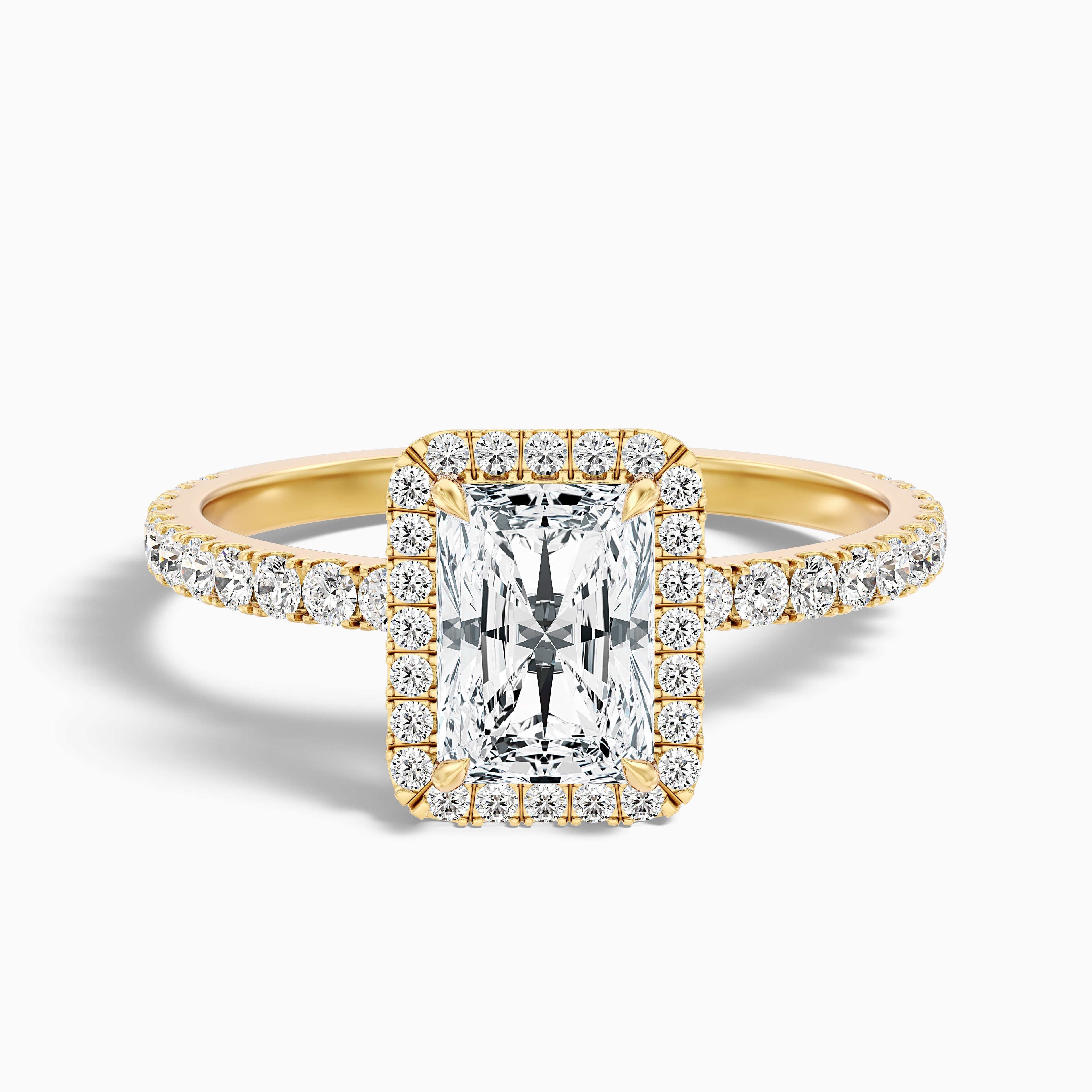Becca 5 Carat Radiant Cut Halo Pave Set Lab Grown Diamond Ring in 925 Sterling Silver