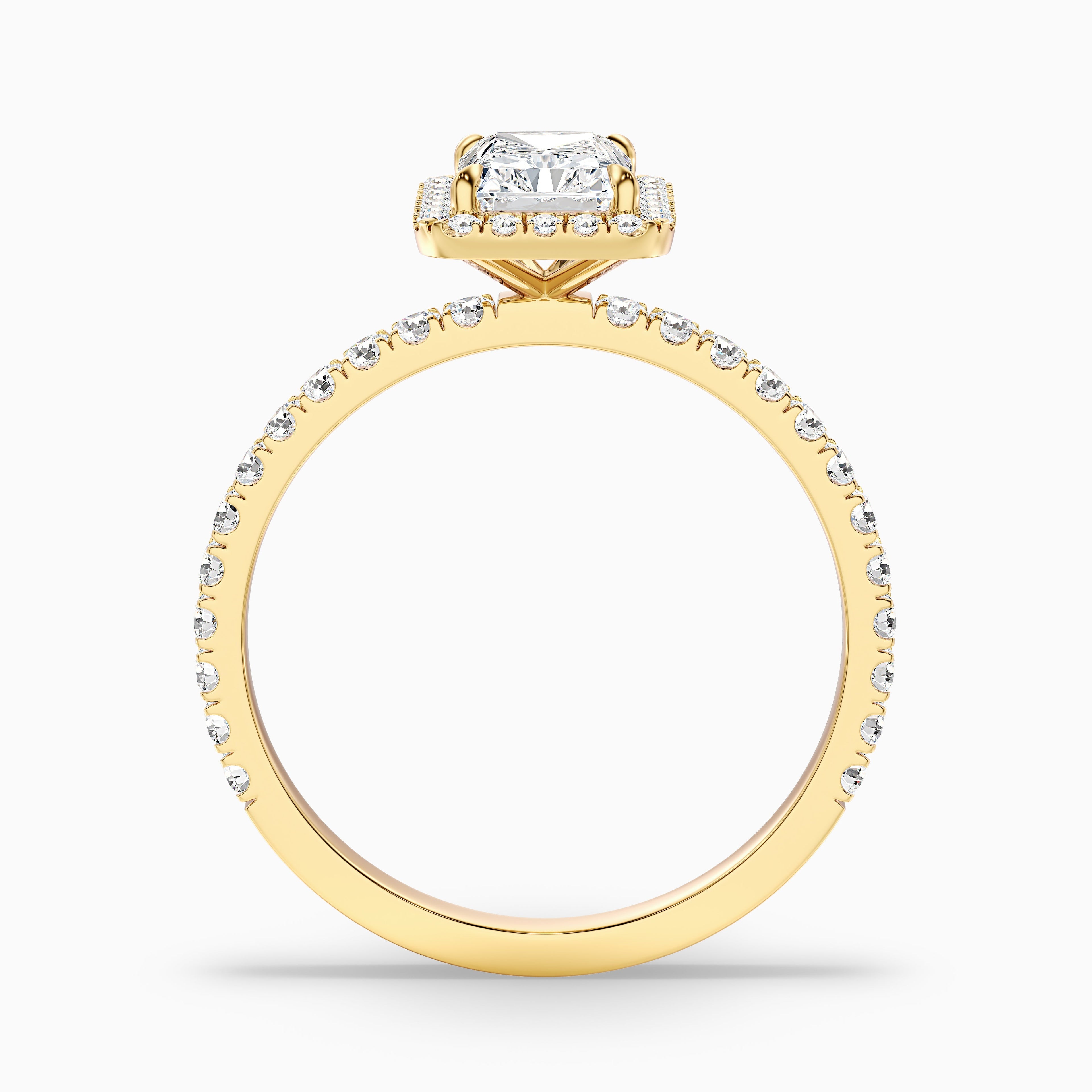 Ashly 1.5 Carat Radiant Cut Halo Moissanite Engagement Ring in Platinum