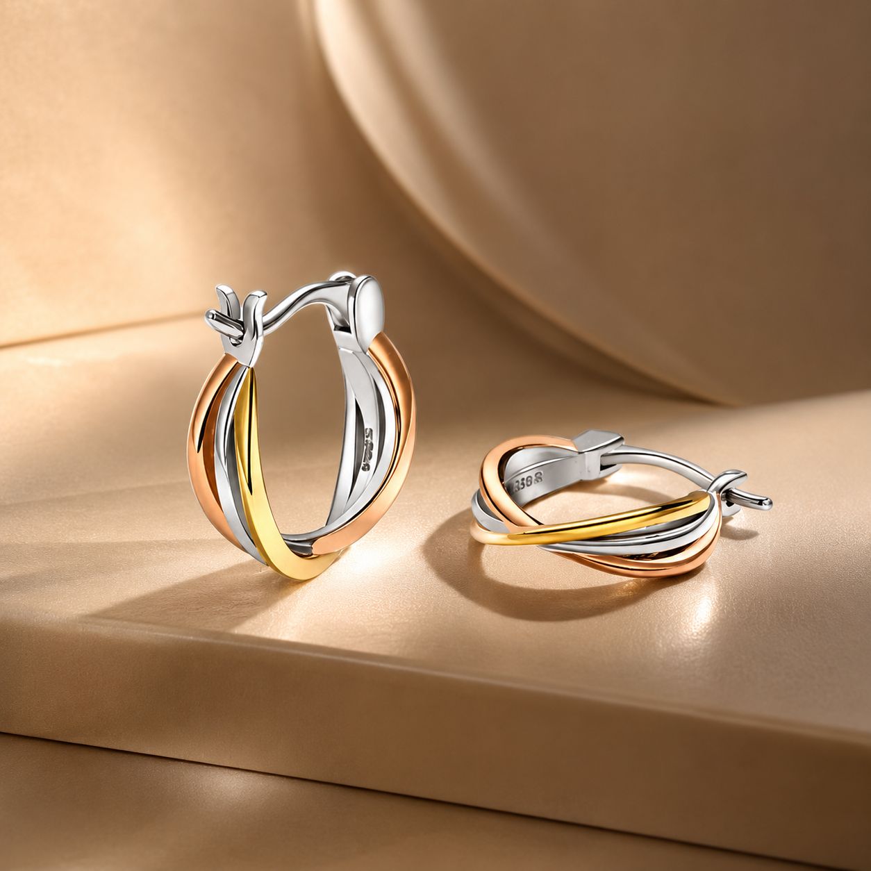 S925 Sterling Silver Earrings with Platinum, Rose Gold, and Gold Plating for Women DestGlow