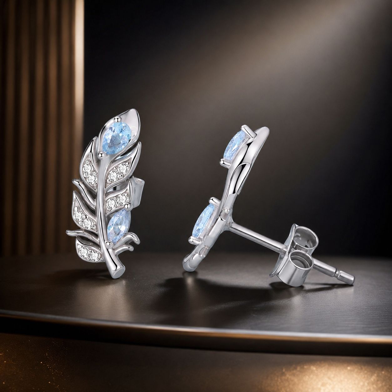 925 Sterling Silver Earrings with Pavé Setting CZ and White Gold Plating DestGlow