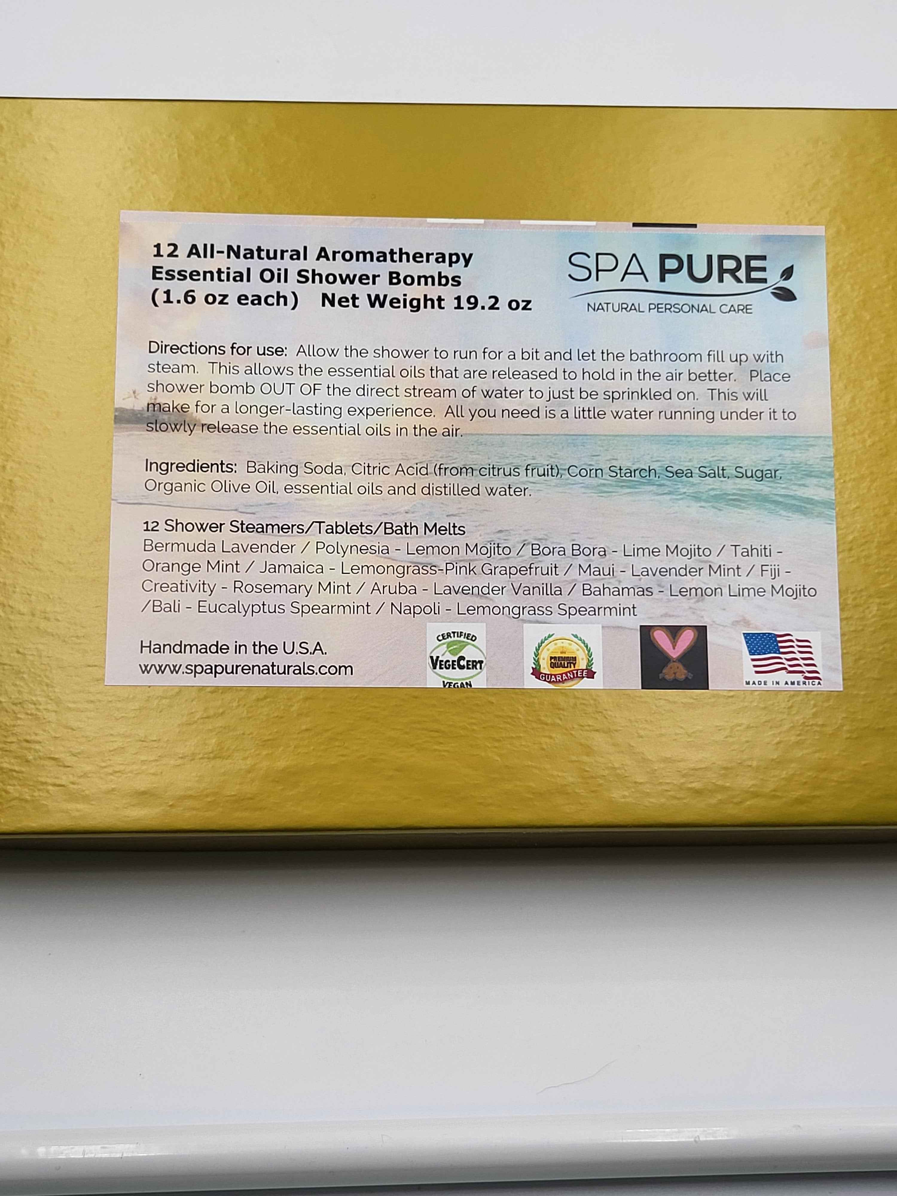 Destination Shower Steamers Gift Set with 12 Aromatherapy Shower Bombs - 100% Essential Oil Blends - fun - summery scents