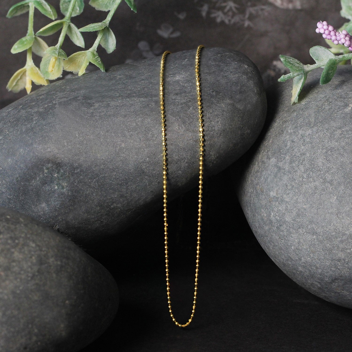14k Yellow Gold Diamond-Cut Bead Chain 1.0mm by Bids.com