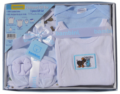 5-Piece Newborn Baby Boy Gift Set - Pastel Blue Layette Essentials