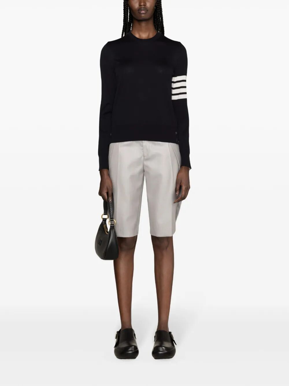 Thom Browne Women Wool 4-Bar Relaxed Pullover