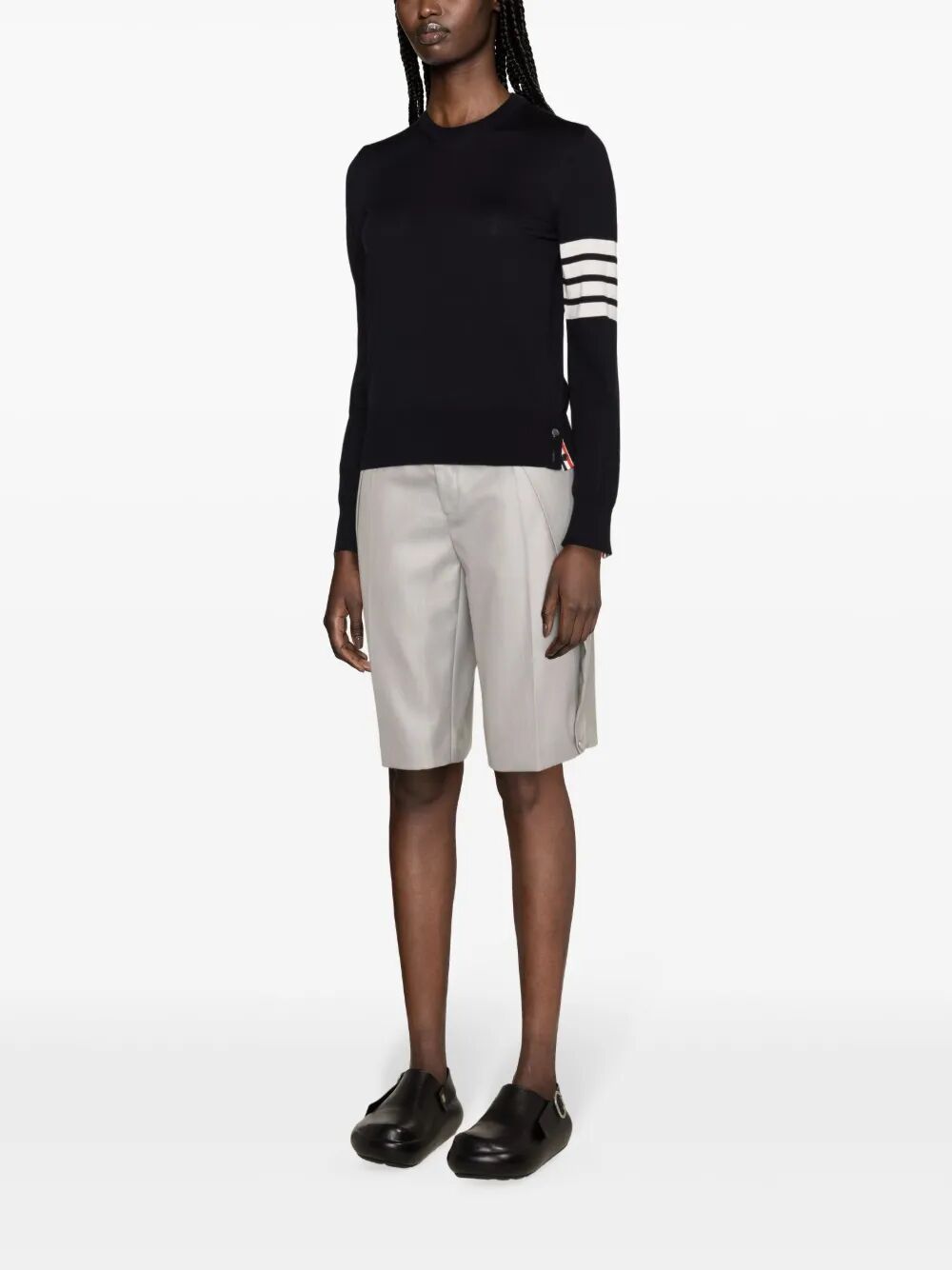 Thom Browne Women Wool 4-Bar Relaxed Pullover by Luosophy