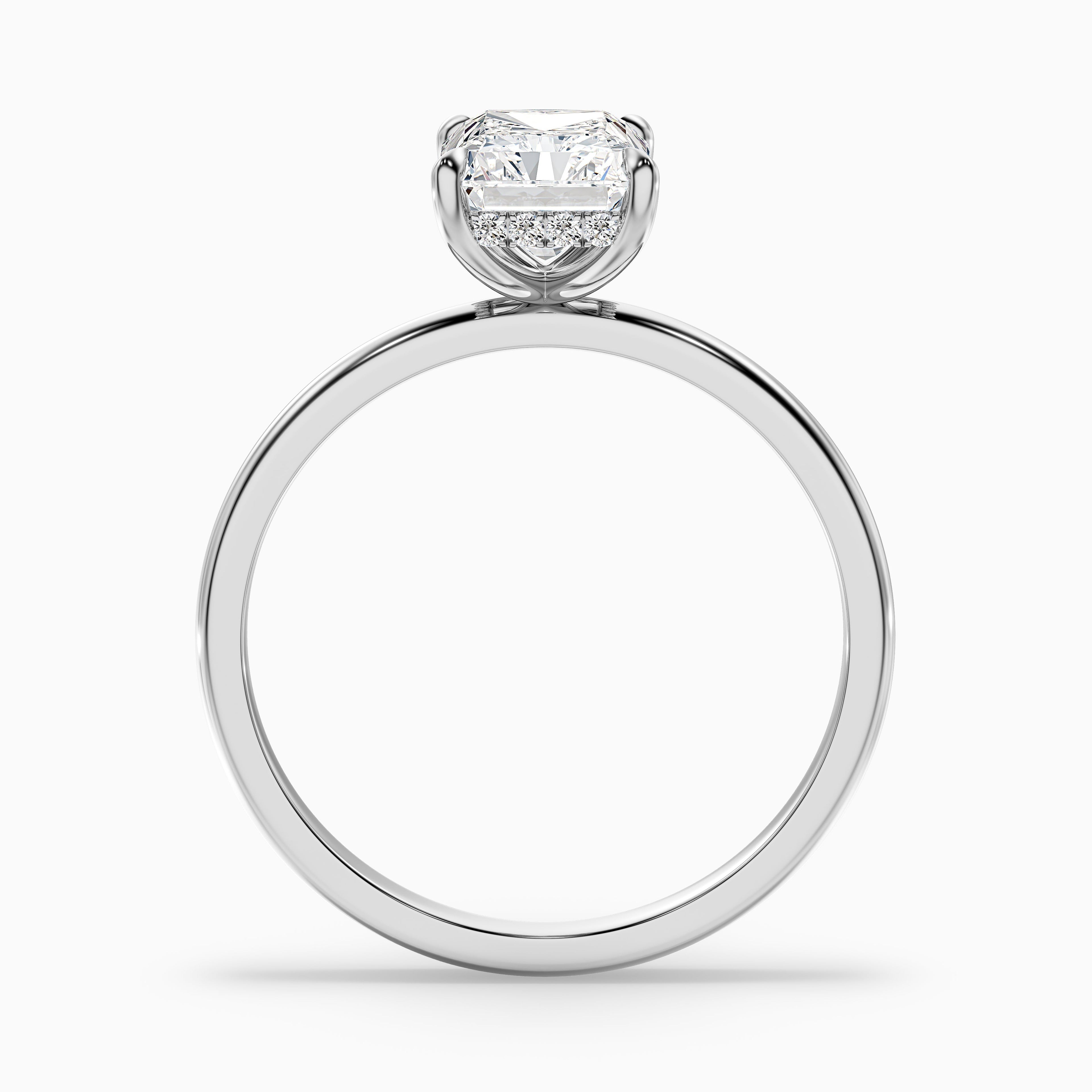 Cathy 5 Carat Radiant Cut Hidden Halo Moissanite Engagement Ring in 925 Sterling Silver
