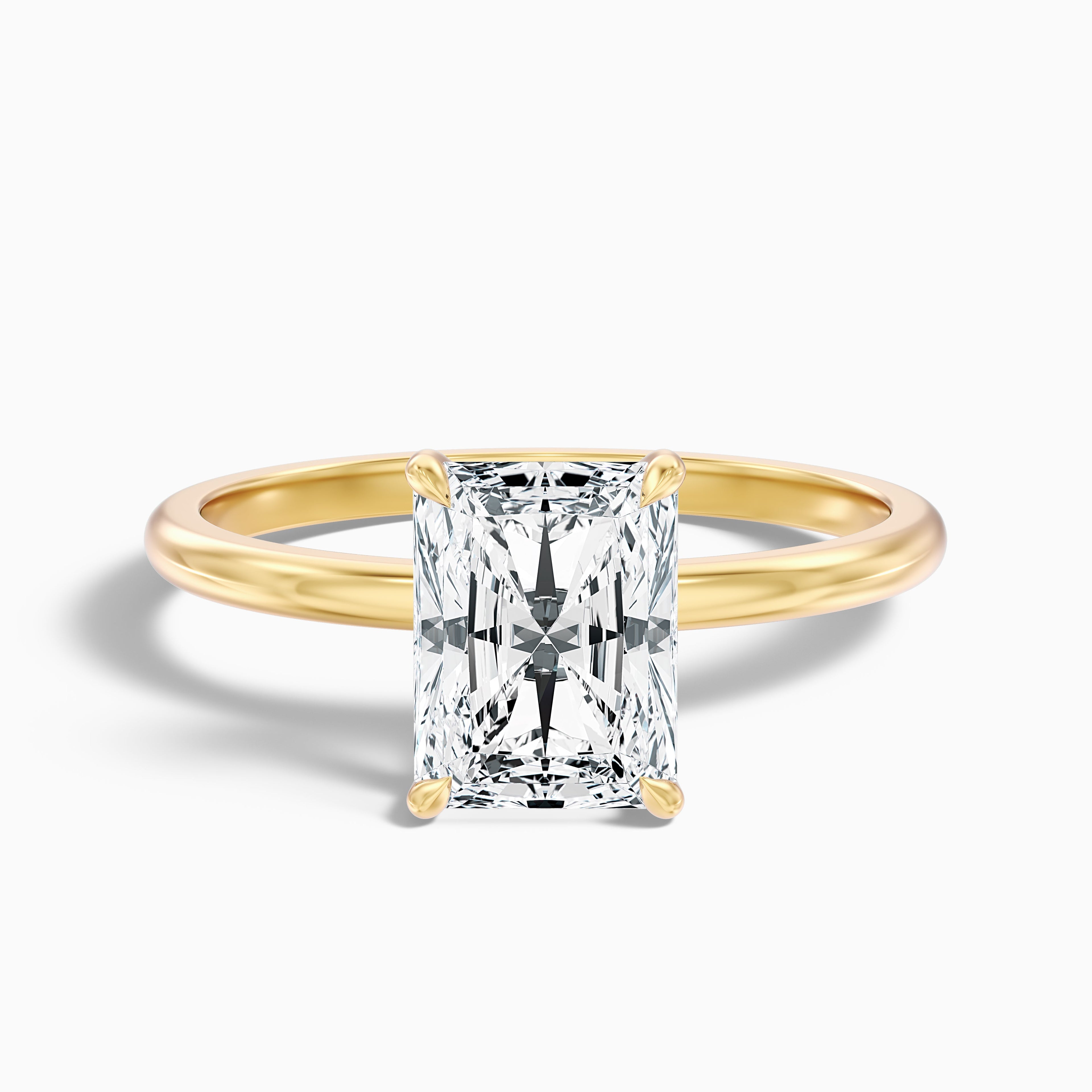 Cathy 3 Carat Radiant Cut Hidden Halo Moissanite Engagement Ring in 18k White Gold DestGlow