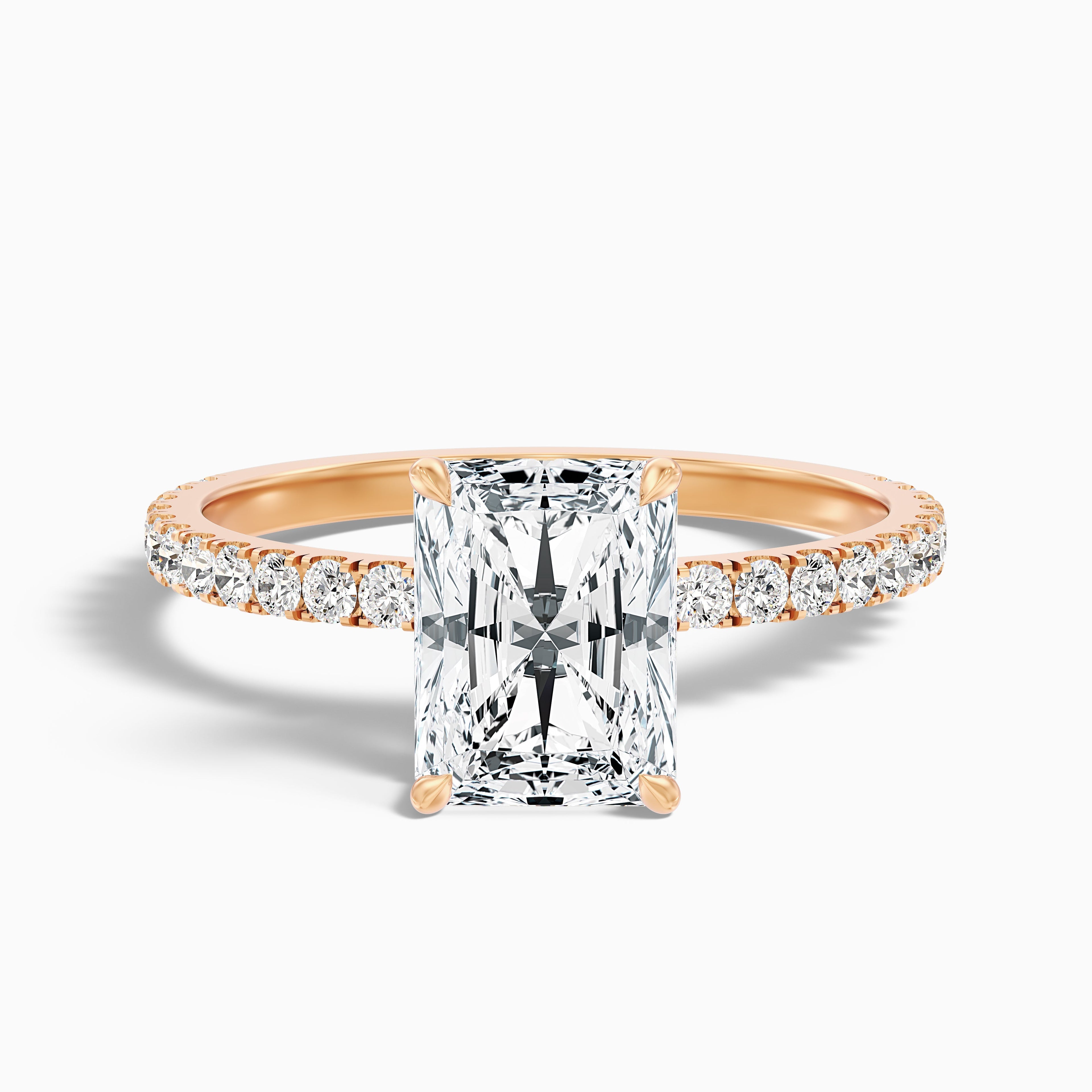 Casey 1 Carat Radiant Cut Hidden Halo Pave Lab Grown Diamond Ring in 18k Yellow Gold
