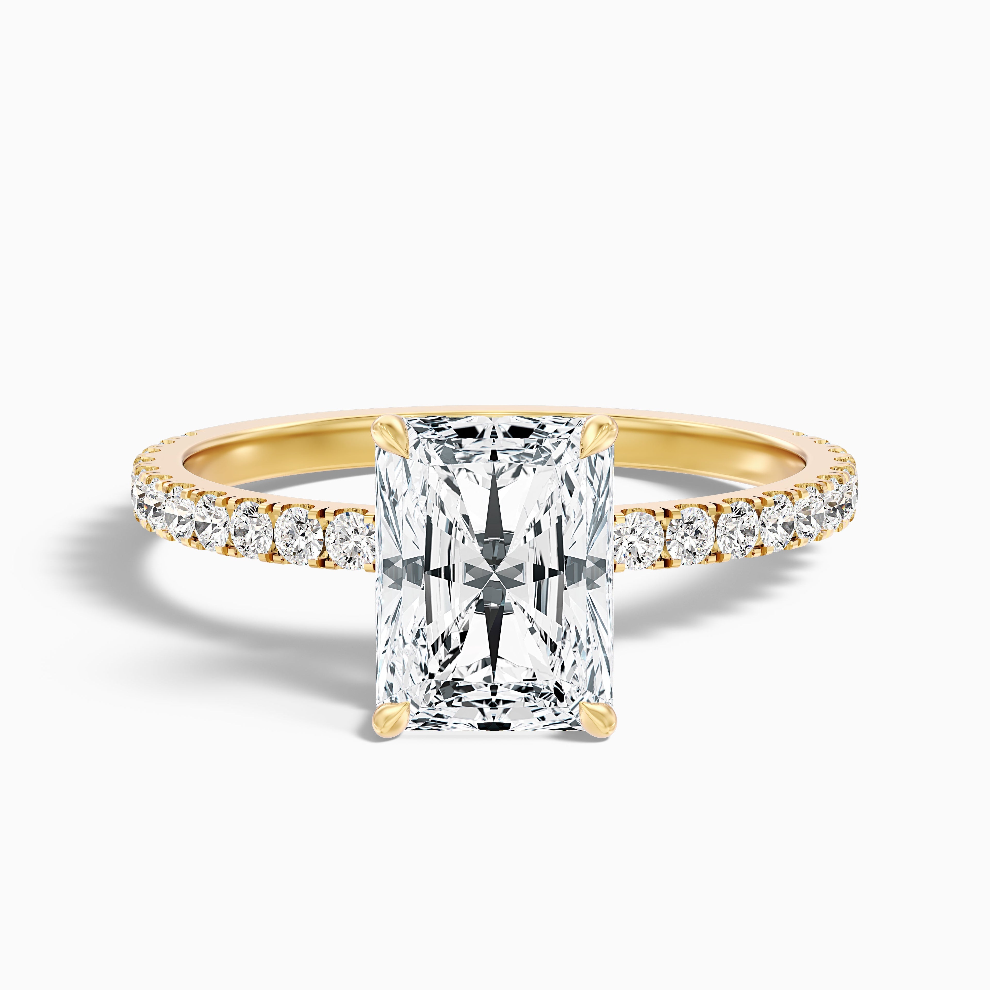 Casey 1.5 Carat Radiant Cut Hidden Halo Pave Lab Grown Diamond Ring in 14k Rose Gold