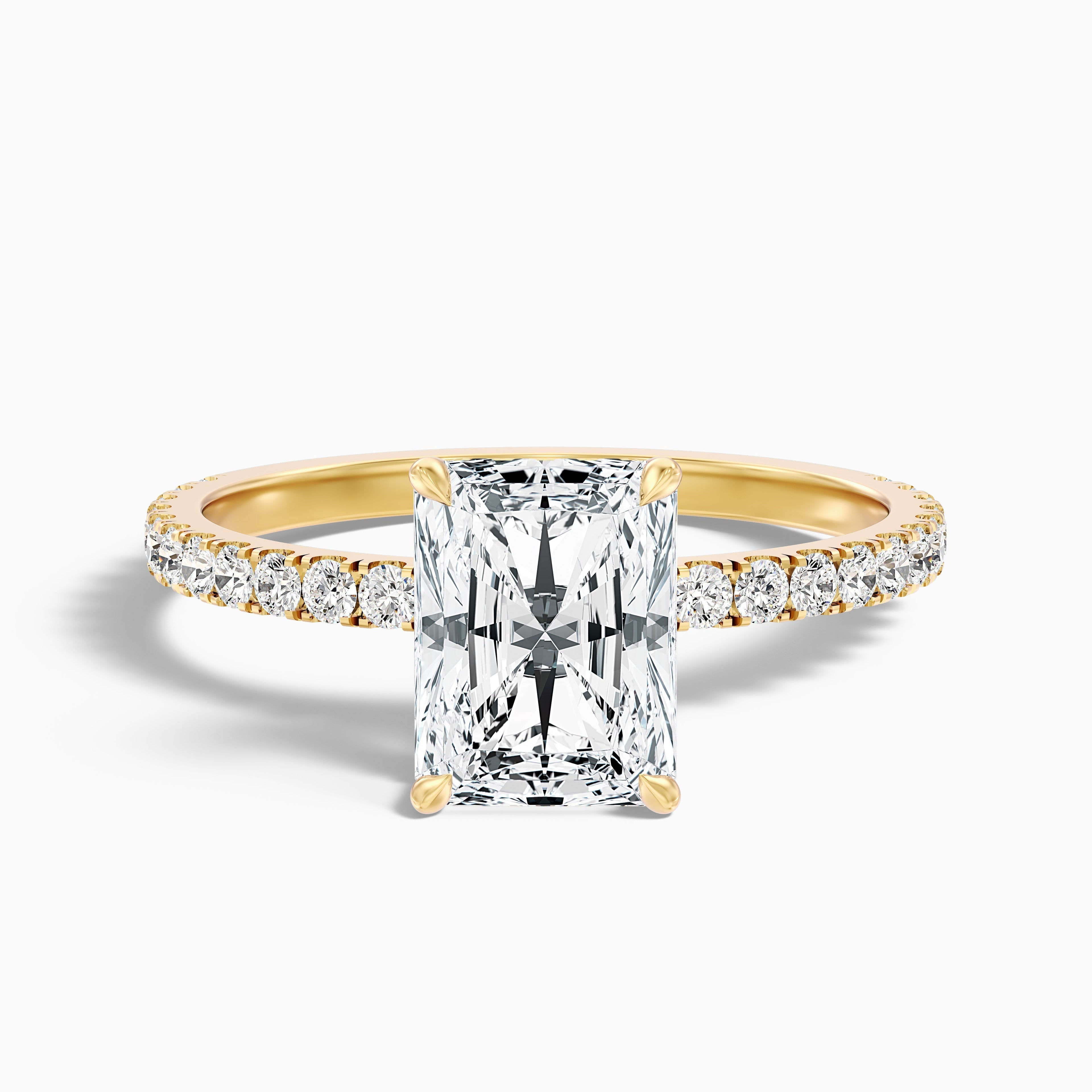Casey 3.5 Carat Radiant Cut Hidden Halo Pave Lab Grown Diamond Ring in 925 Sterling Silver