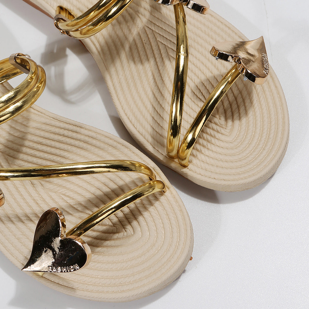 Women Sandals Open Toe Non Slip Sandals Outer Wear Mini Heart Shaped Flat Sandals Slides DestGlow