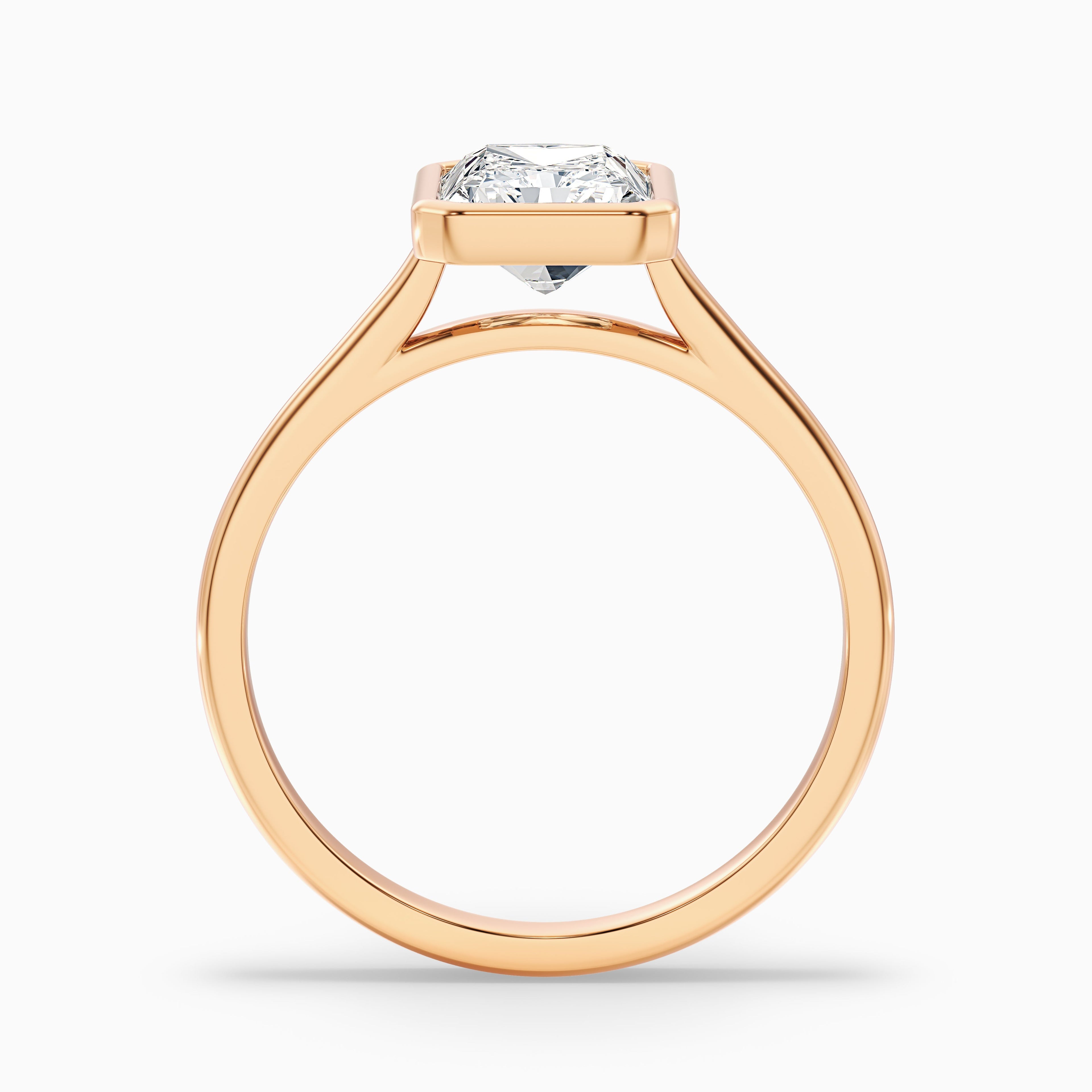 Emery 3 Carat Radiant Cut Bezel Set Solitaire Moissanite Engagement Ring in Platinum