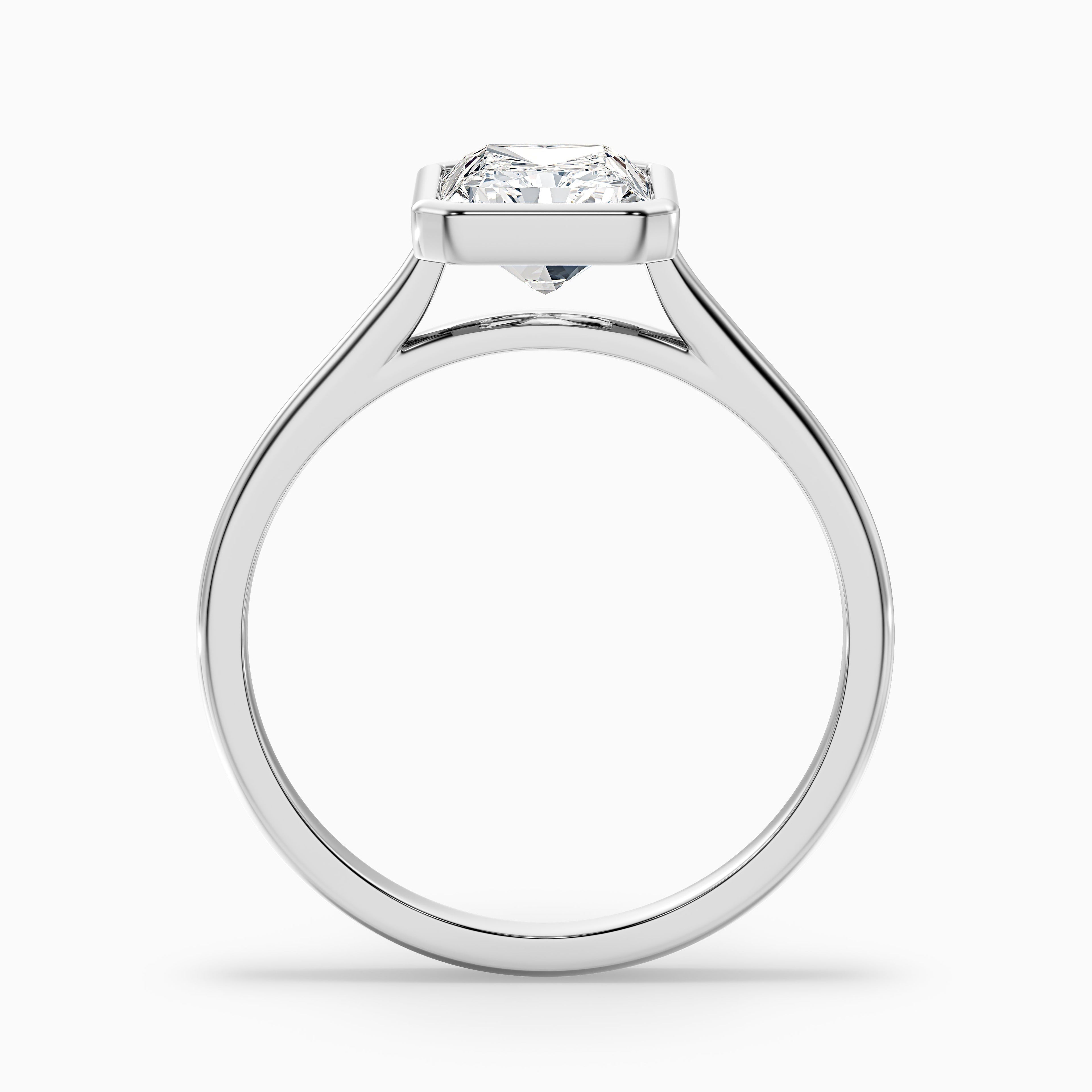 Erika 5 Carat Radiant Cut Bezel Set Lab Grown Diamond Ring in 925 Sterling Silver