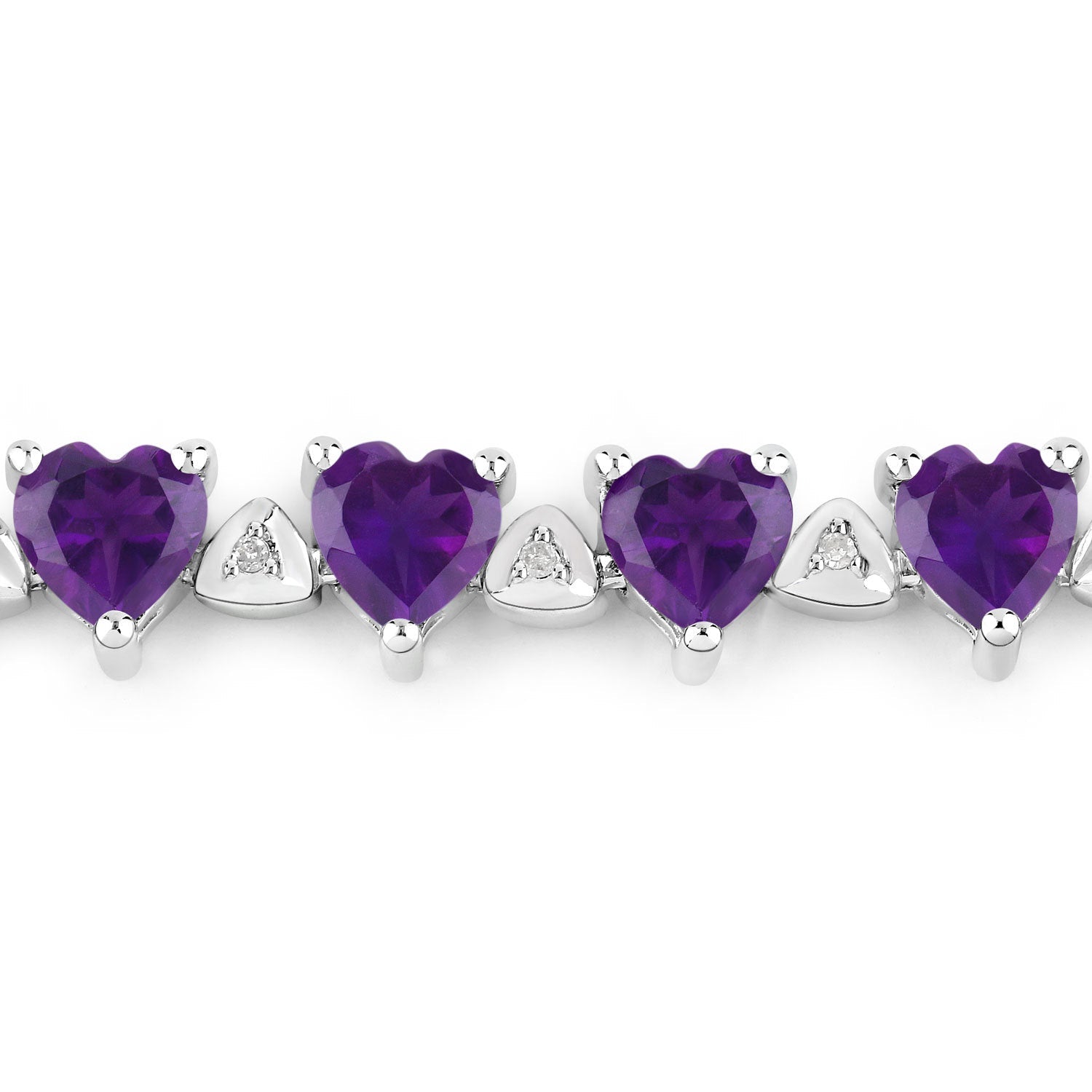 10.01 Carat Genuine Amethyst and White Diamond .925 Sterling Silver Bracelet DestGlow