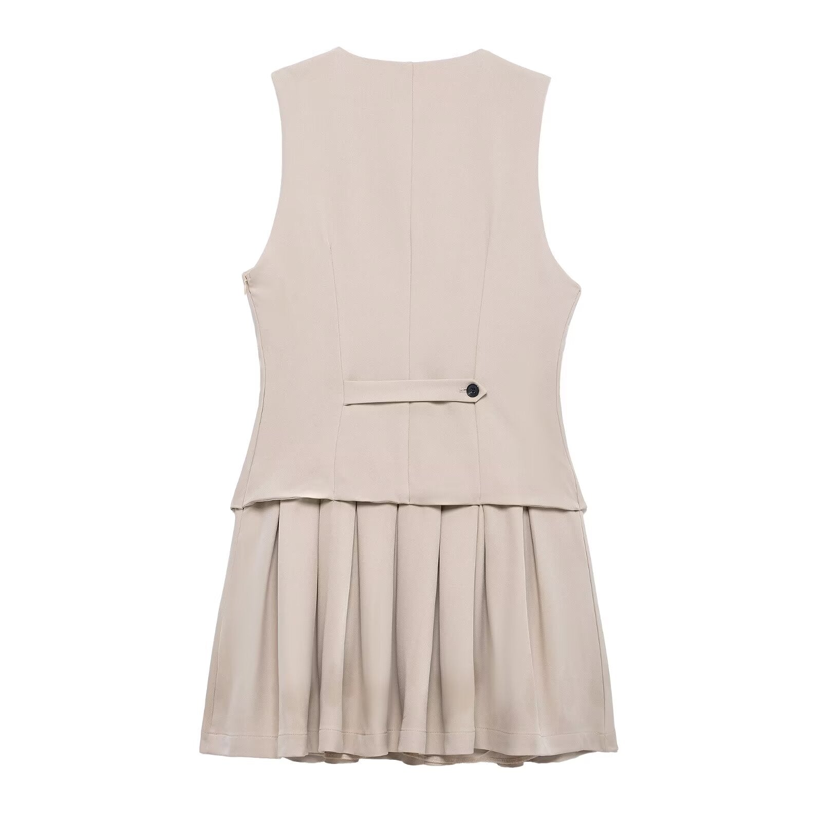 Women Wide Pleated Striped Vest Short Dress by Ragazza