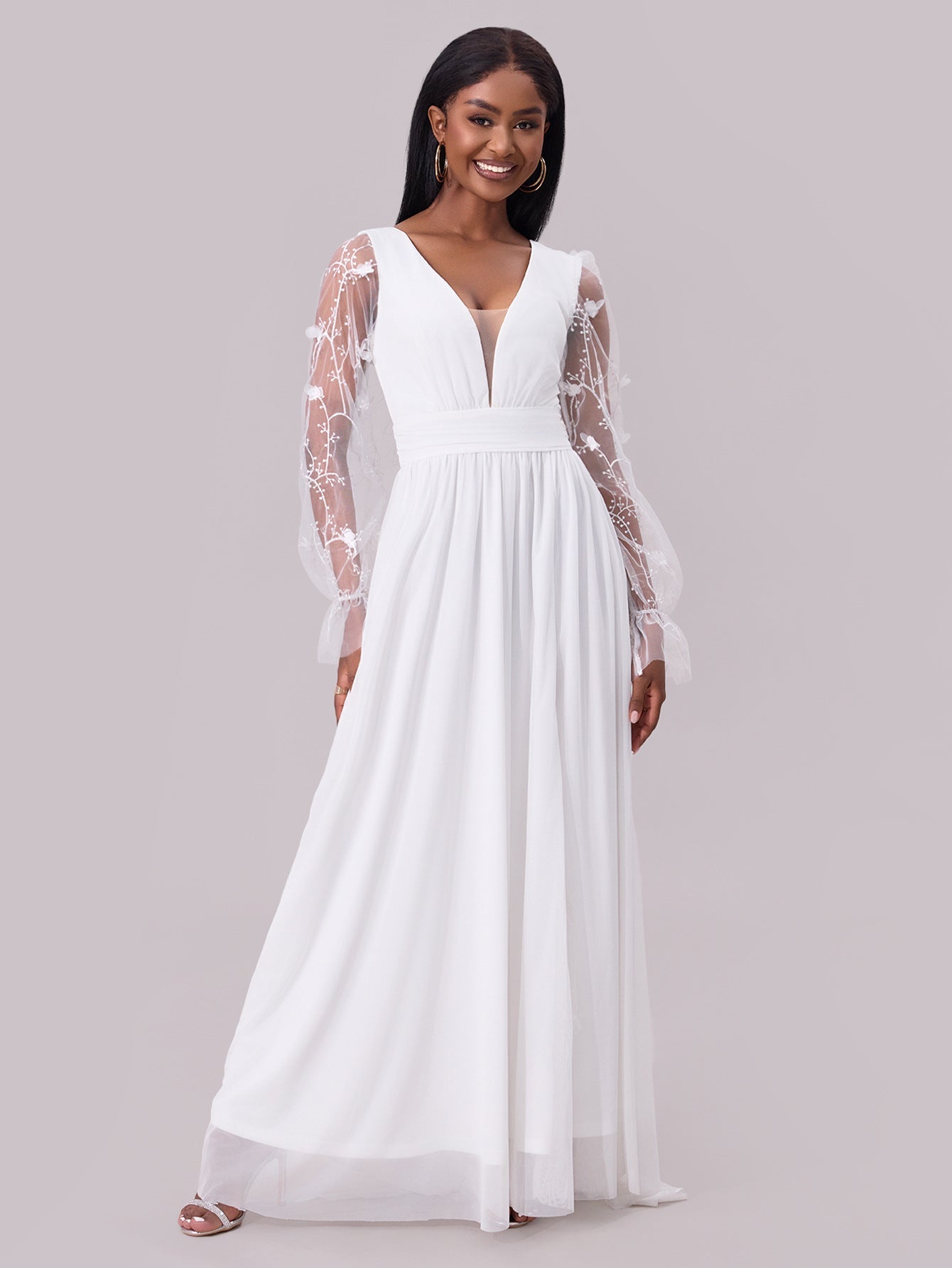 Wedding Dress Supply Women Dress Deep Collar Long Sleeve Wedding Dress by Ragazza