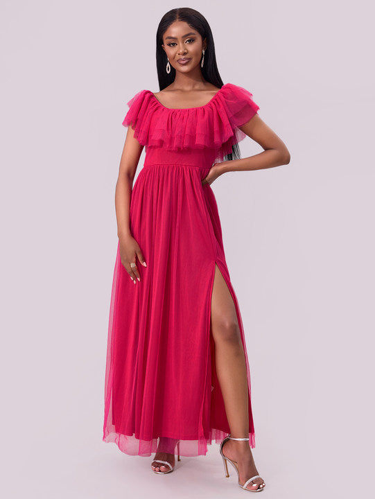 Spring Summer Women Clothing Sexy off Shoulder Tube Top Dress Folding Chiffon Big Hem Dress Maxi Dress by Ragazza