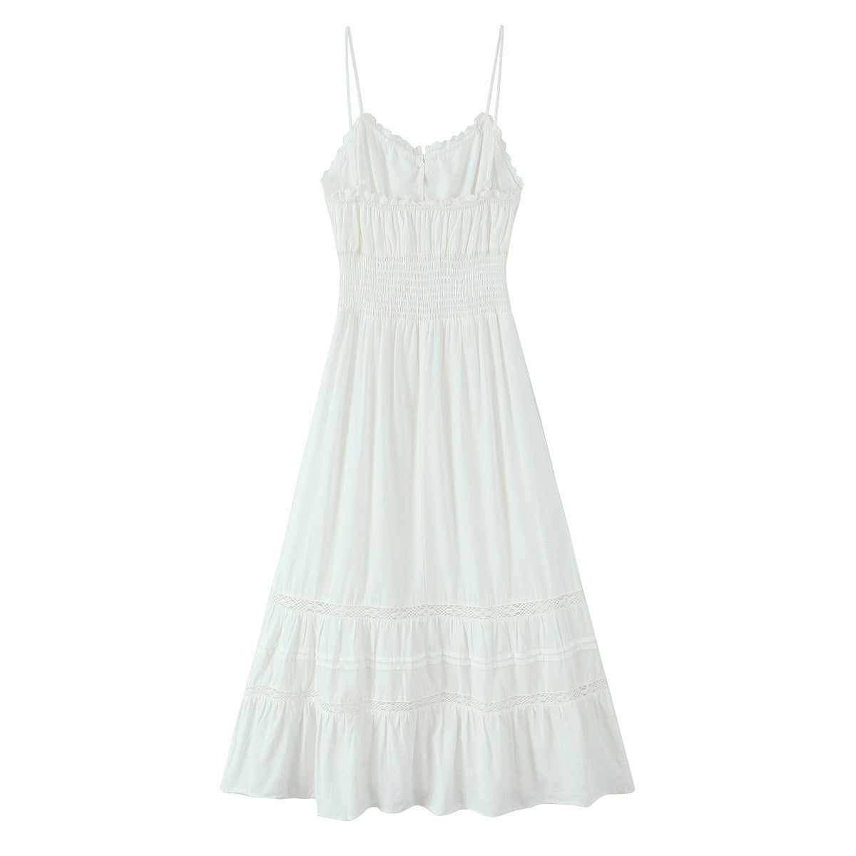 Spring Vintage Sexy Elastic Waisted Slimming Lace Fairy Spaghetti Strap Dress by Ragazza