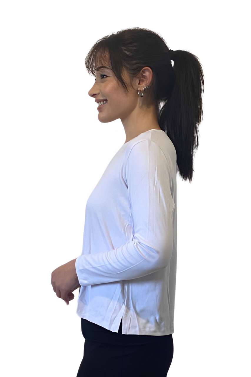 Long Sleeve Fine Ribbed Top with Modest Side Vents by Kosher Casual USA