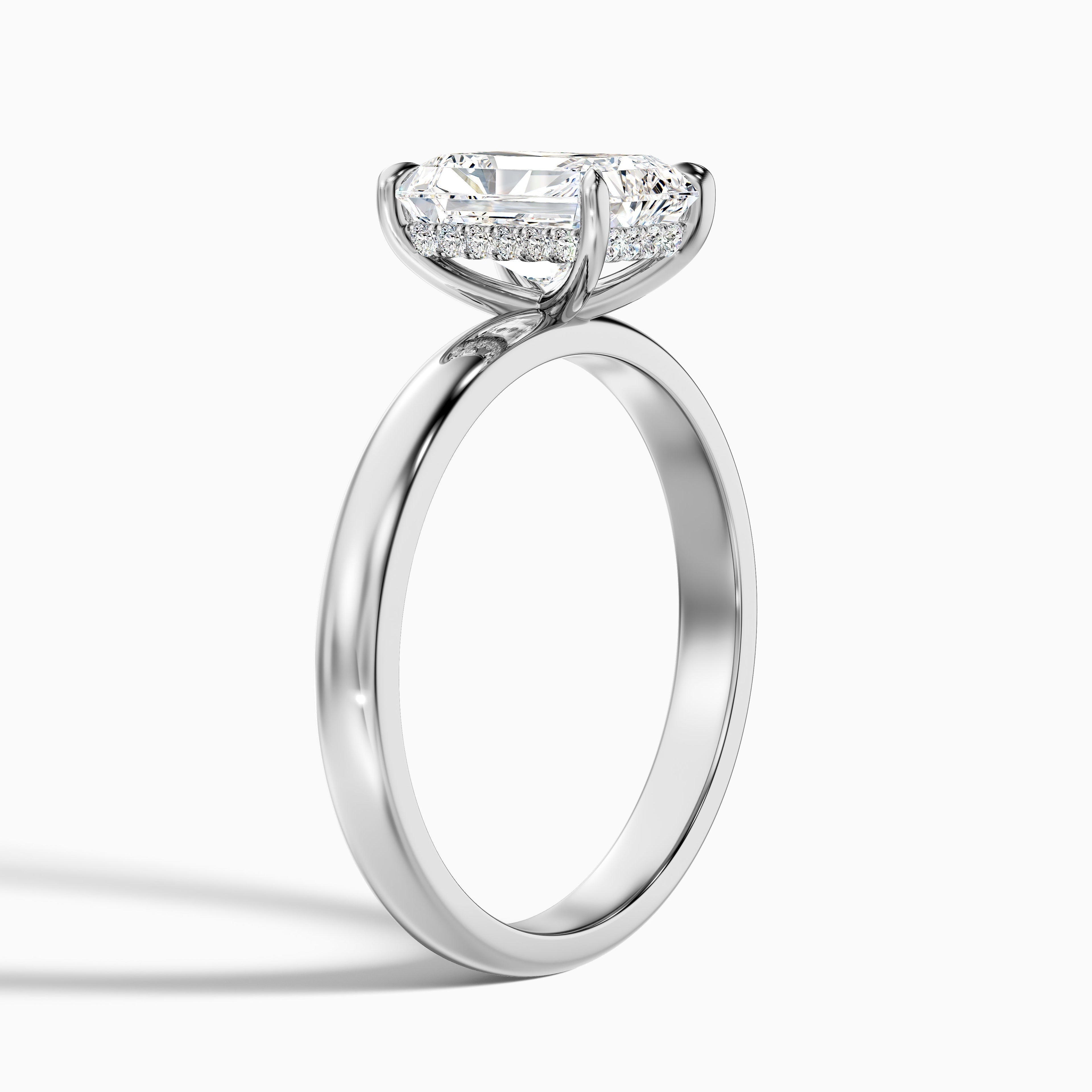 Jolie 4 Carat Radiant Cut Hidden Halo Lab Grown Diamond Ring in 925 Sterling Silver