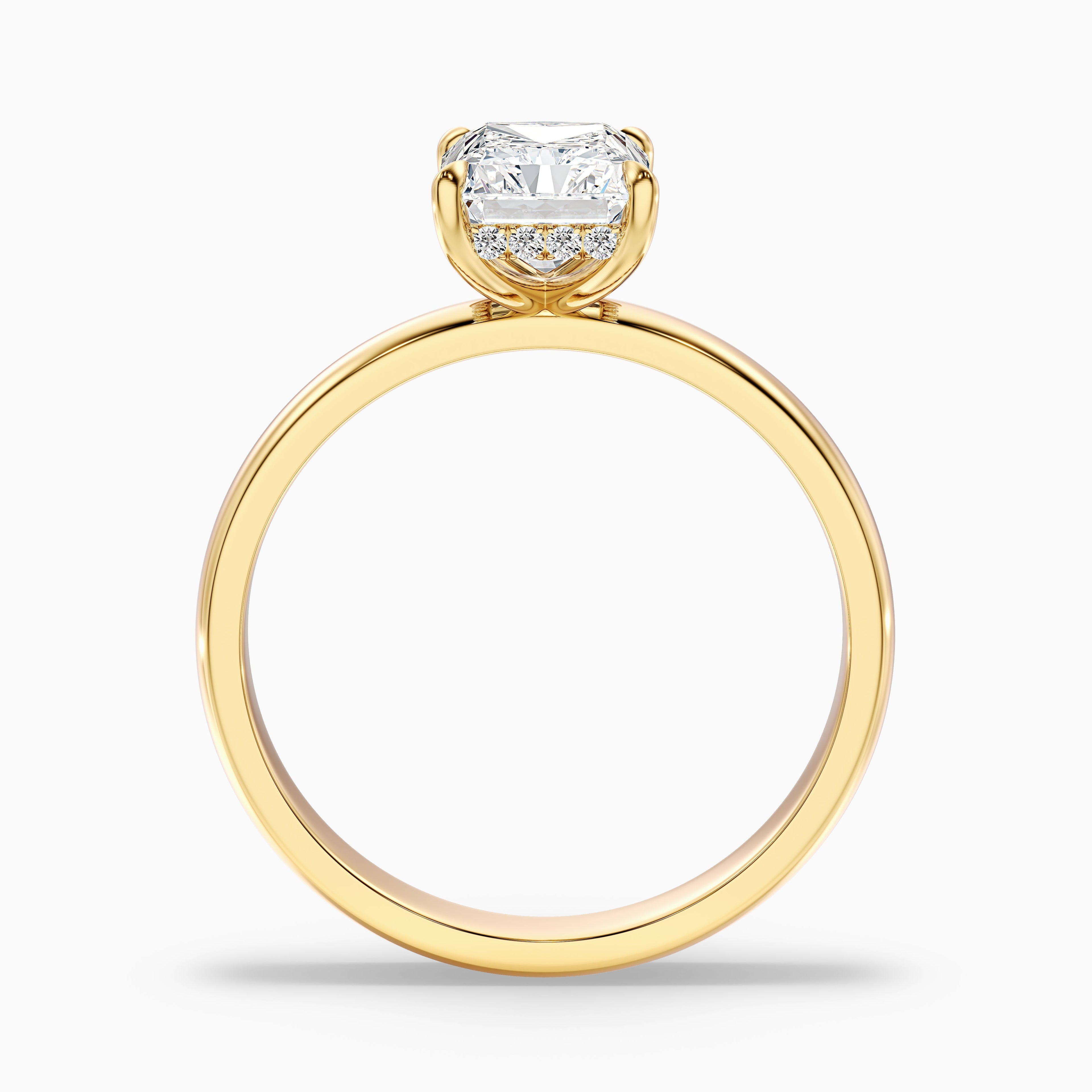 Julie 3.5 Carat Radiant Cut Hidden Halo Moissanite Engagement Ring in 18k Rose Gold