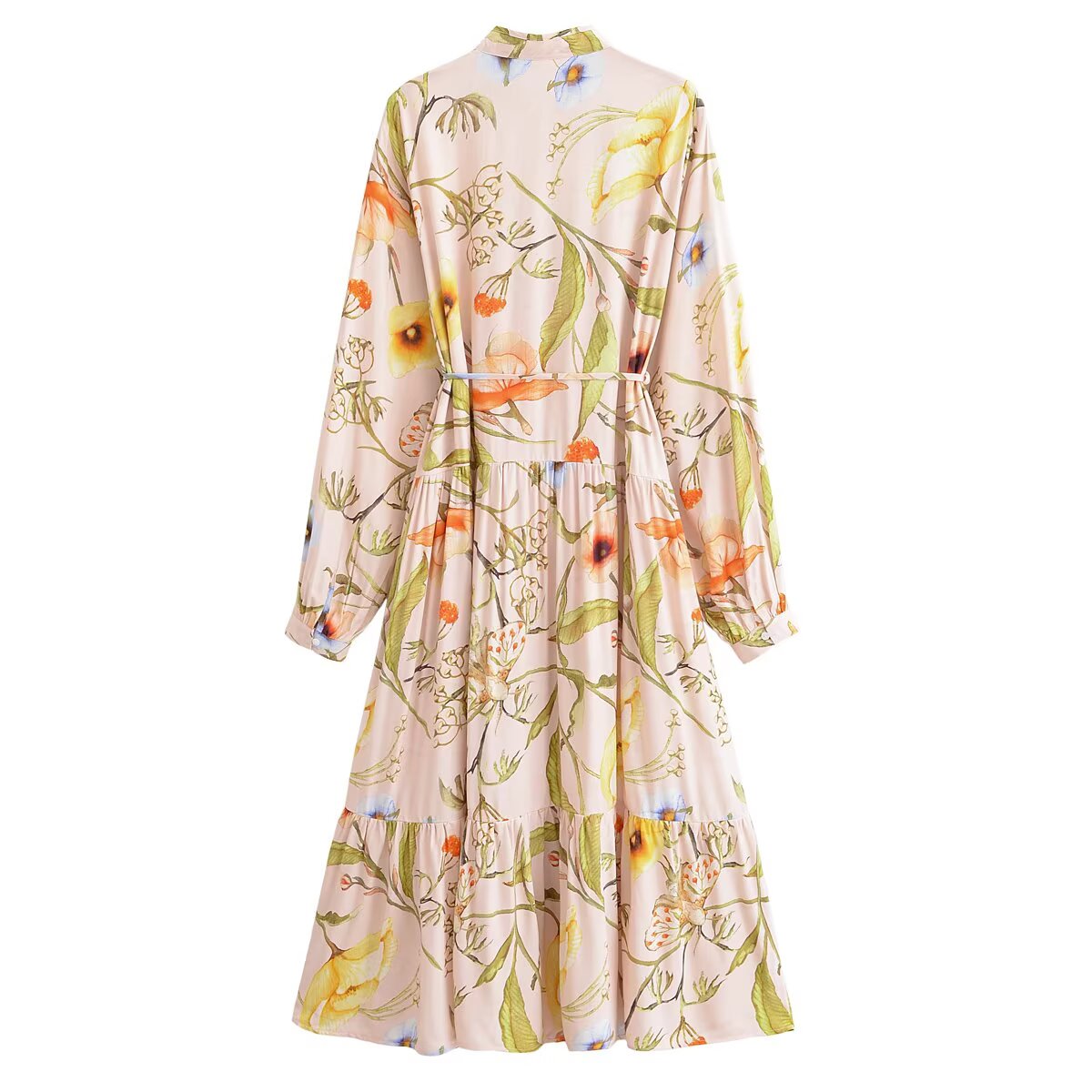 Women Water Printed Bohemian Casual Belt Dress by Ragazza