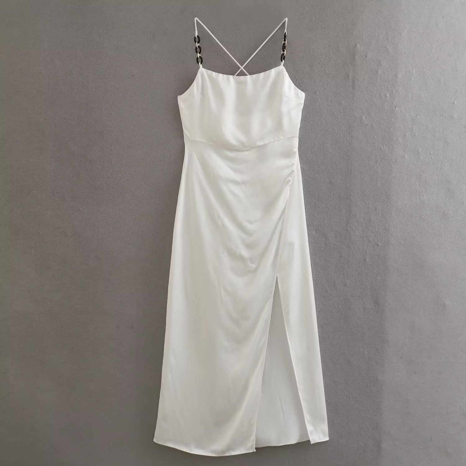 Spring Women Clothing Chain Ornament Silk Satin Texture Sling Dress by Ragazza
