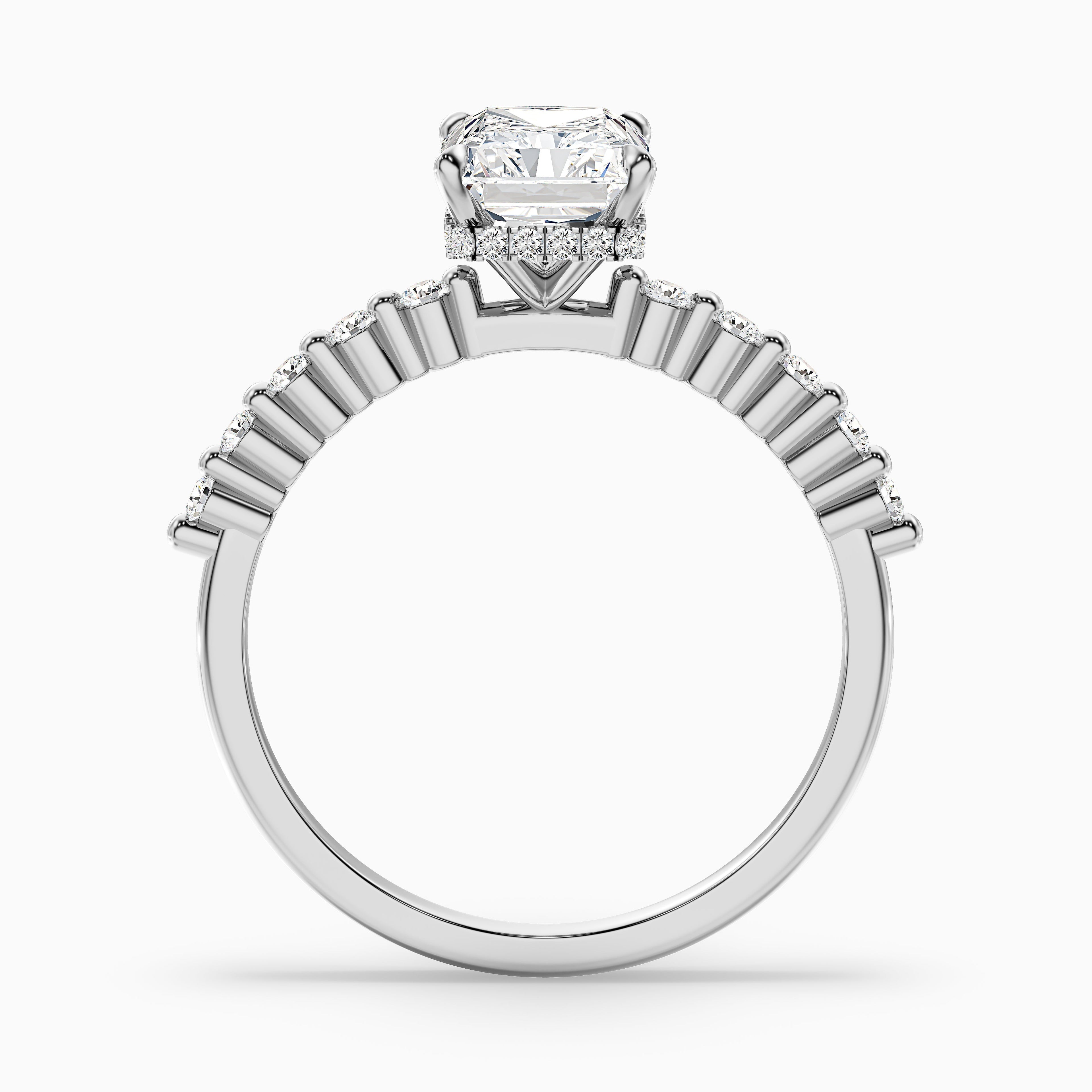 Arlen 1.5 Carat Radiant With Side Stone Hidden Halo Lab Grown Diamond Ring in 10k Yellow Gold