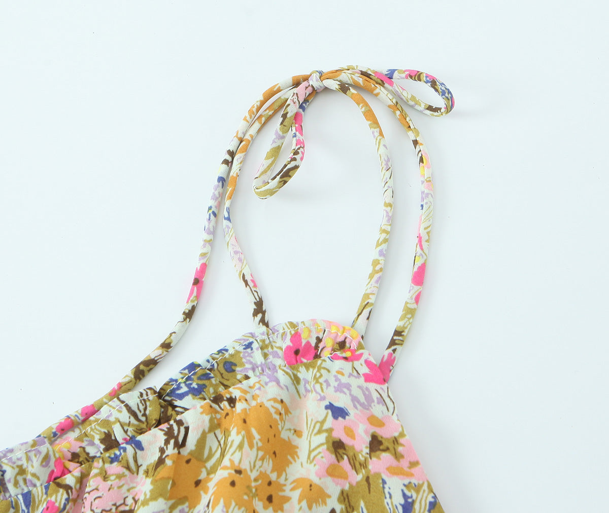 Women Sexy Backless Hip Women Floral Tie Neck Dress DestGlow