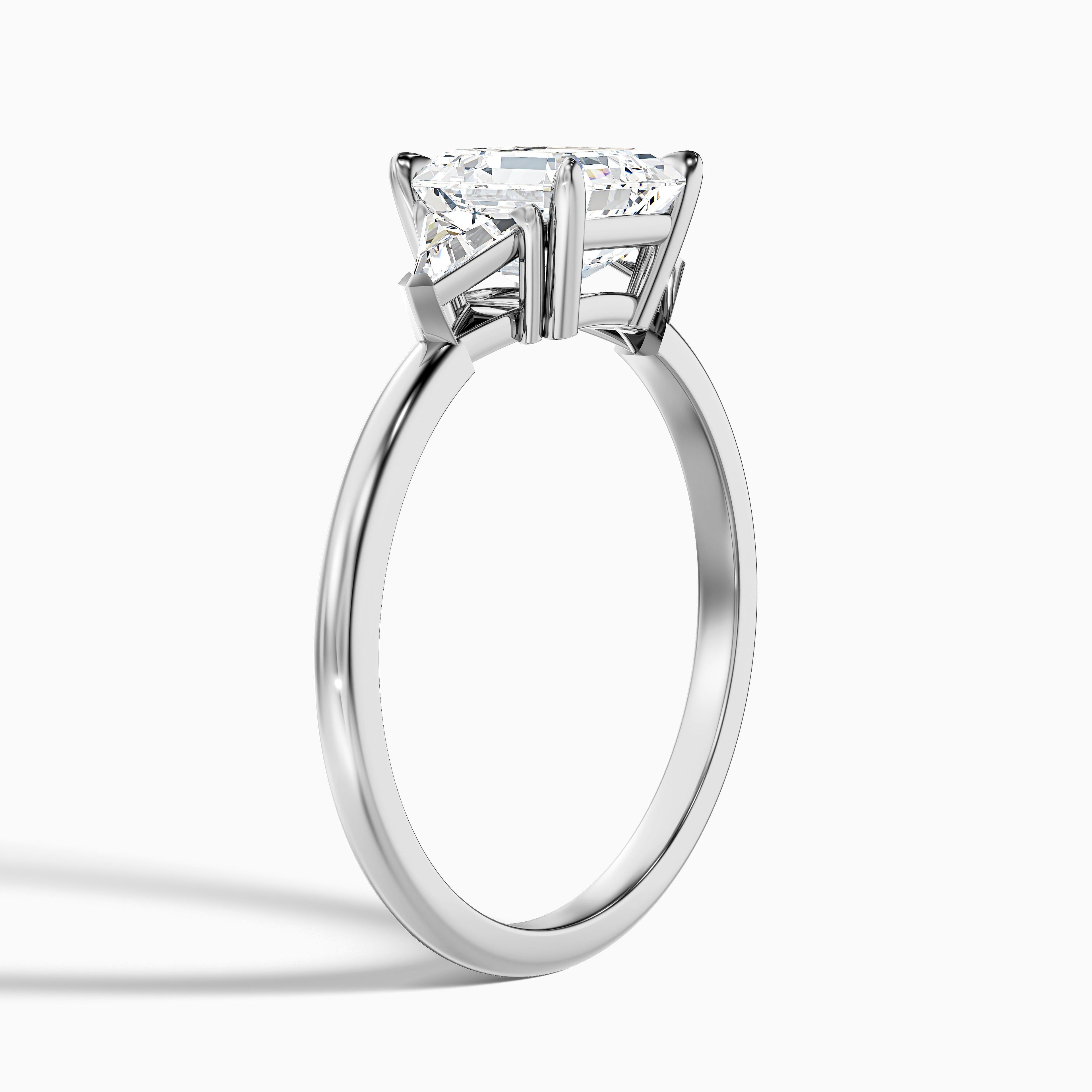 Gigi 4.5 Carat Three Stone Asscher With Triangle Side Stones Lab Grown Diamond Ring in 10k Rose Gold