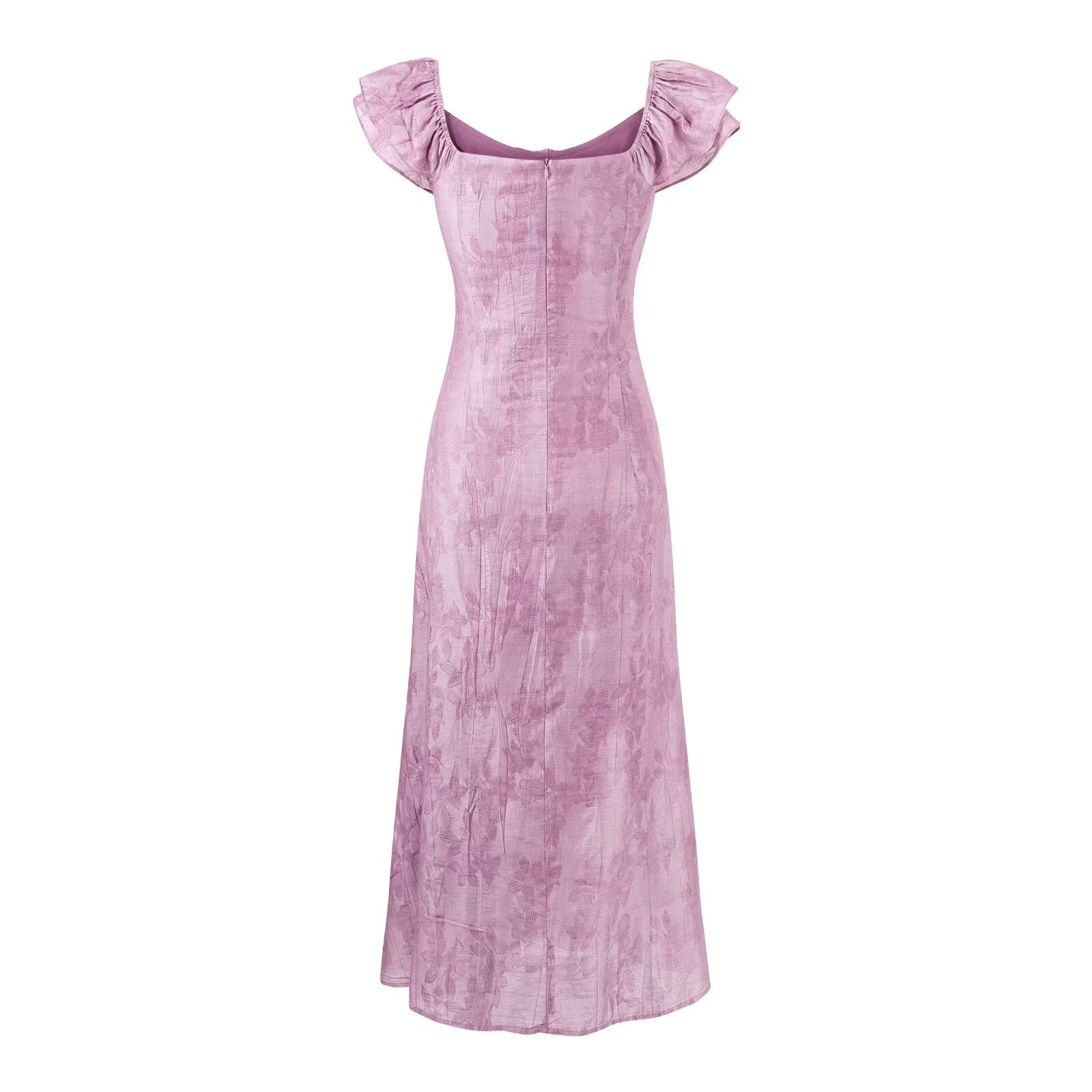 Summer Elegance Tie Dyed Jacquard Lotus Leaf Collar Slim Slimming Maxi Dress Women by Ragazza