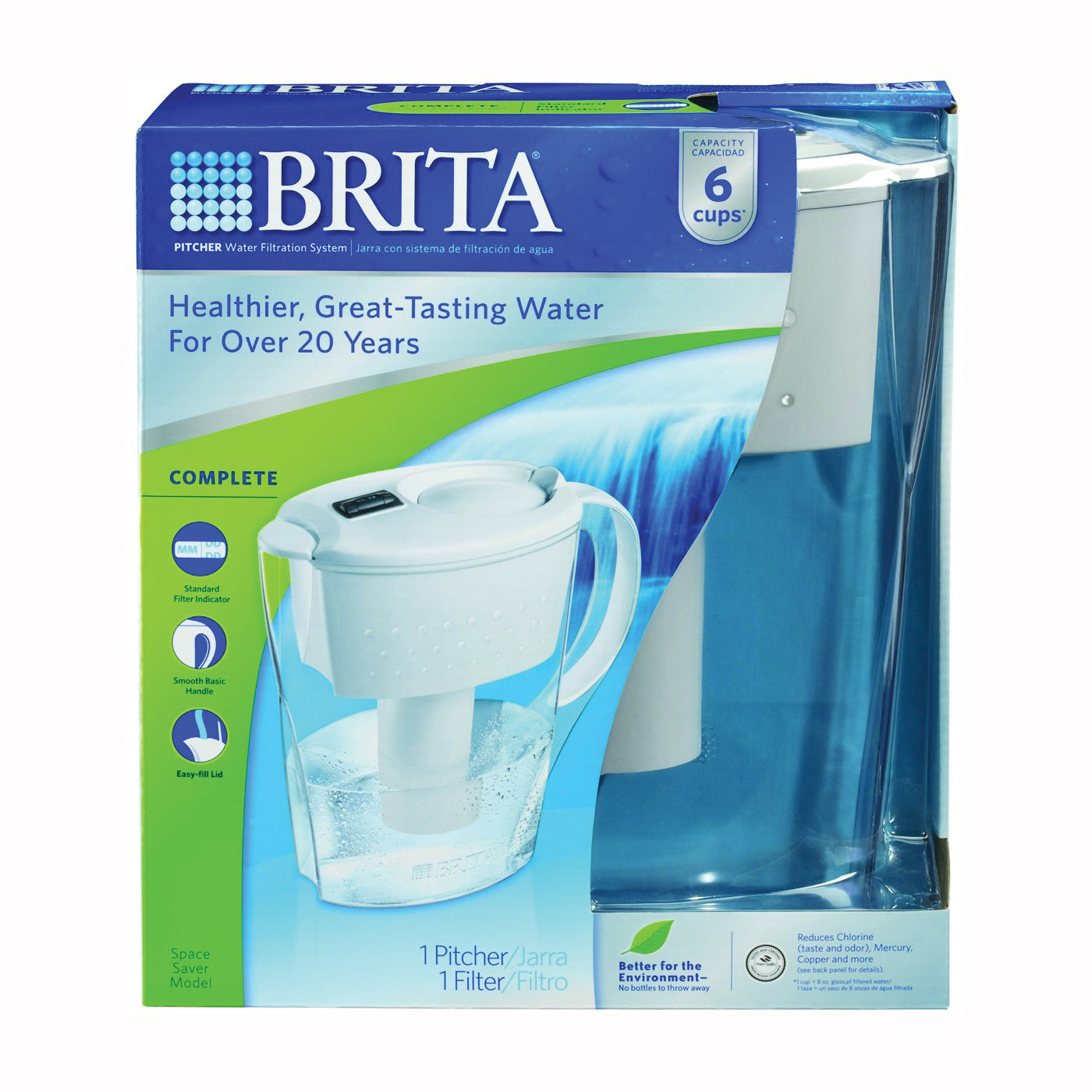 Brita Space Saver 6-Cup Water Filter Pitcher, White by Pasteur Pharmacy