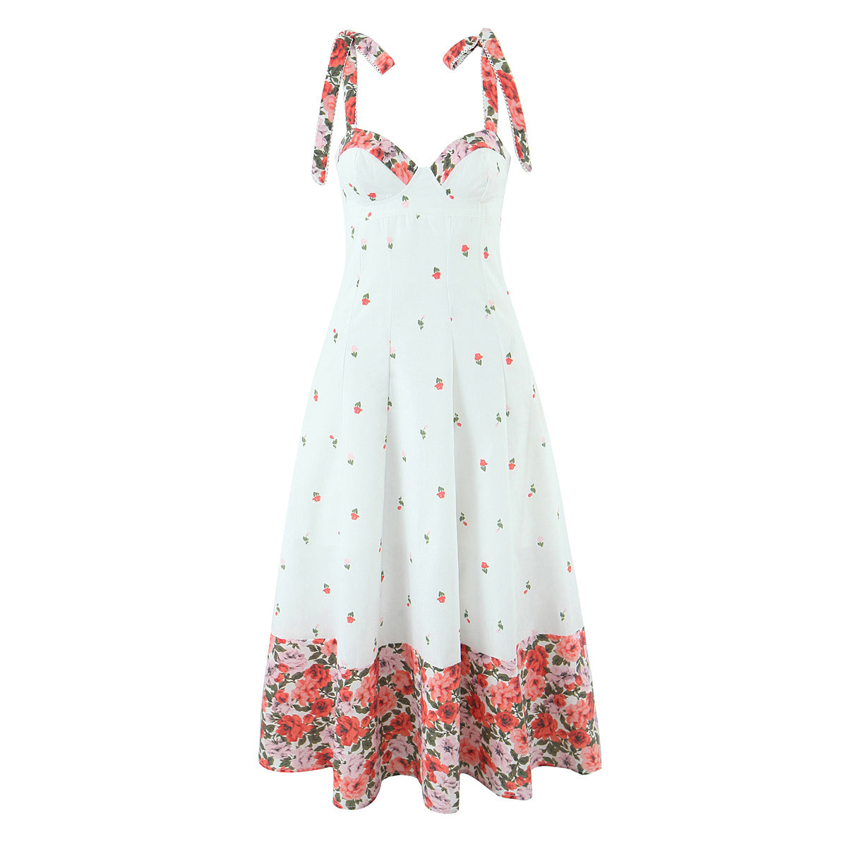 Elegant Sweet Dress Women Summer Printed Lace up Waist Tight Design Cami Dress by Ragazza