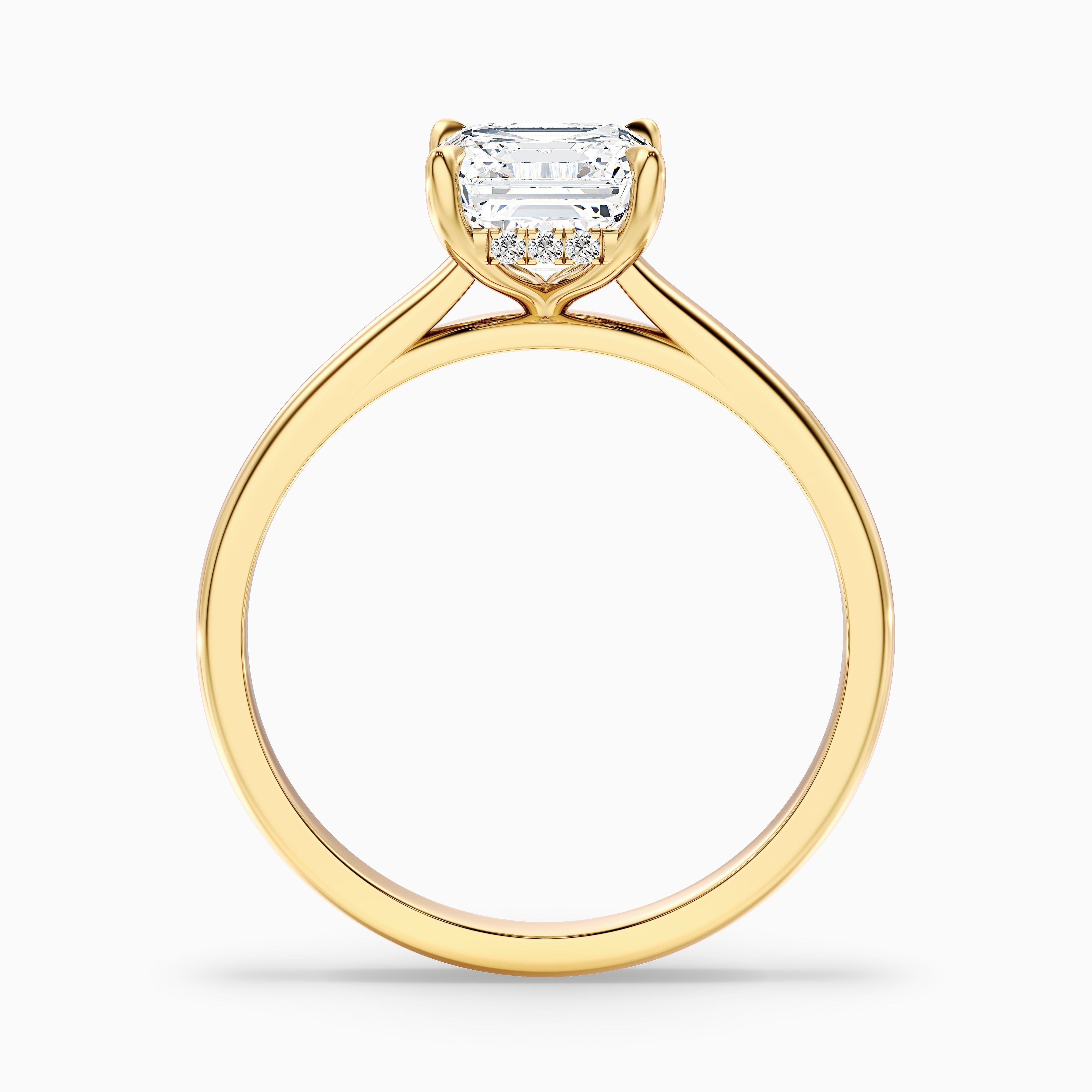 Kylie 2 Carat Asscher Cut Hidden Halo Moissanite Engagement Ring in 925 Sterling Silver