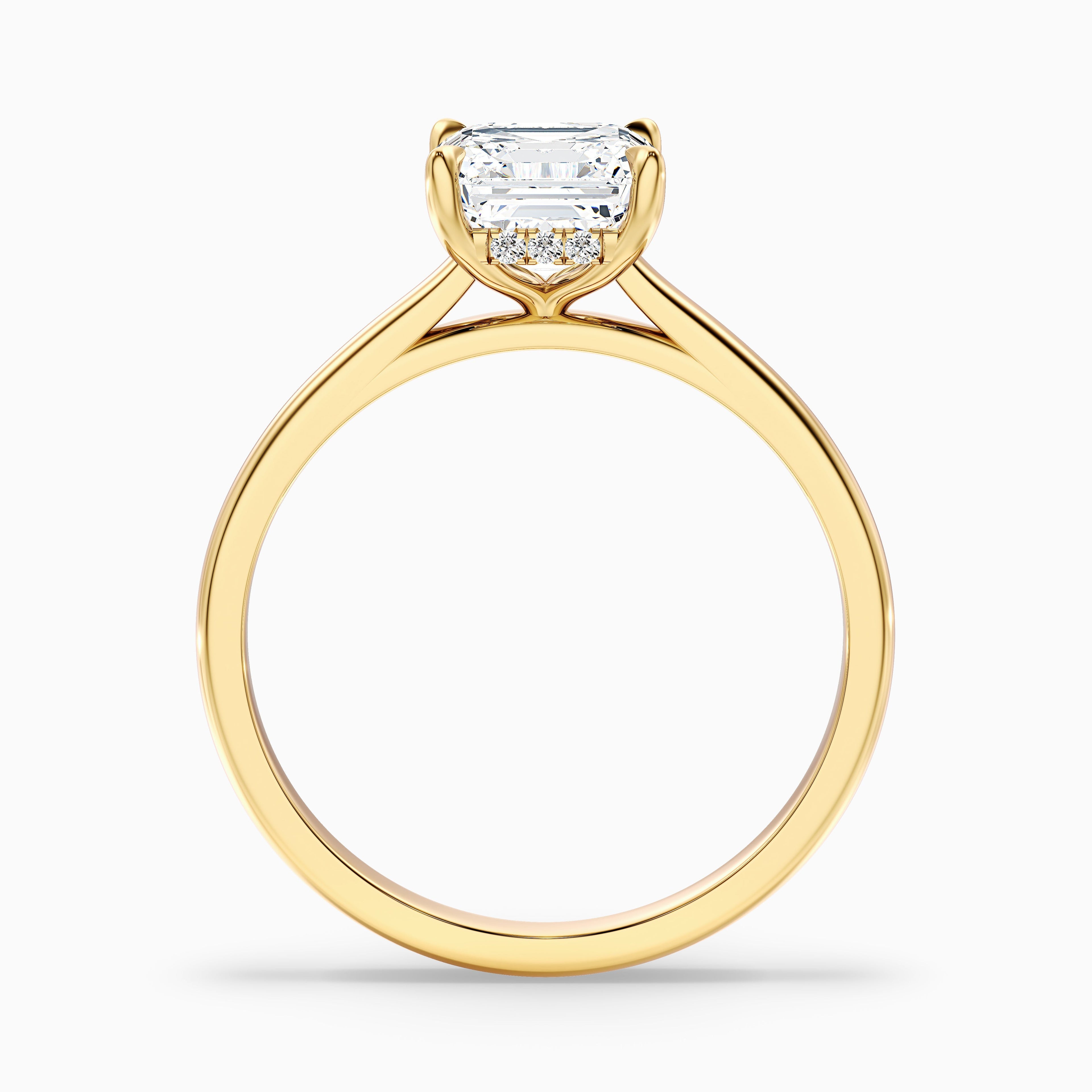 Kaylie 4 Carat Asscher Cut Hidden Halo Lab Grown Diamond Ring in 10k Rose Gold DestGlow