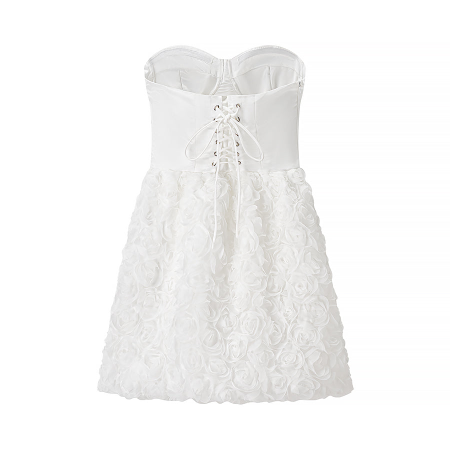 Women Clothing Early Spring Floral Three Dimensional Decoration Tube Top Dress by Ragazza