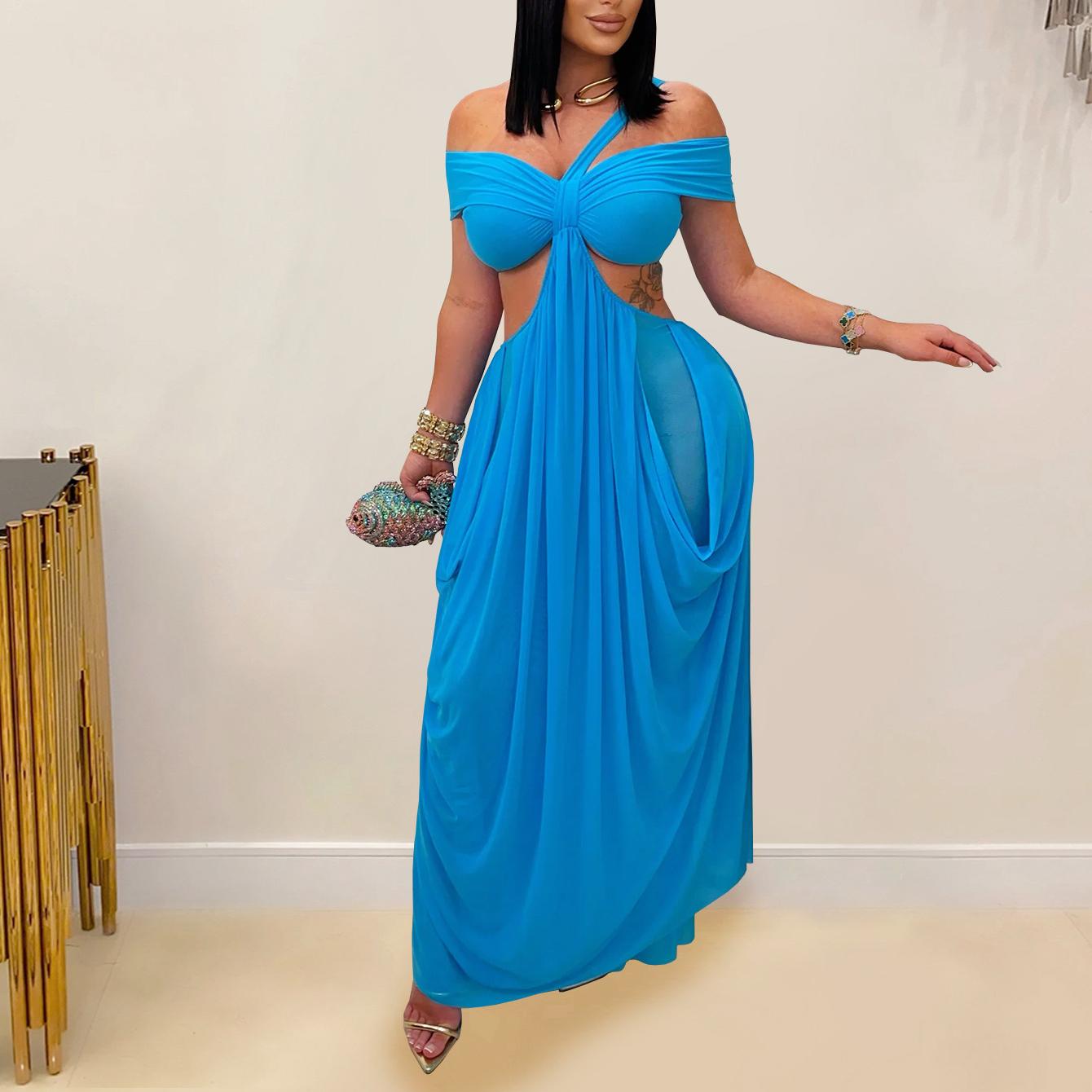 Women Wear Sexy Bandeau Slim Fit Sheer Mesh Dress by Ragazza