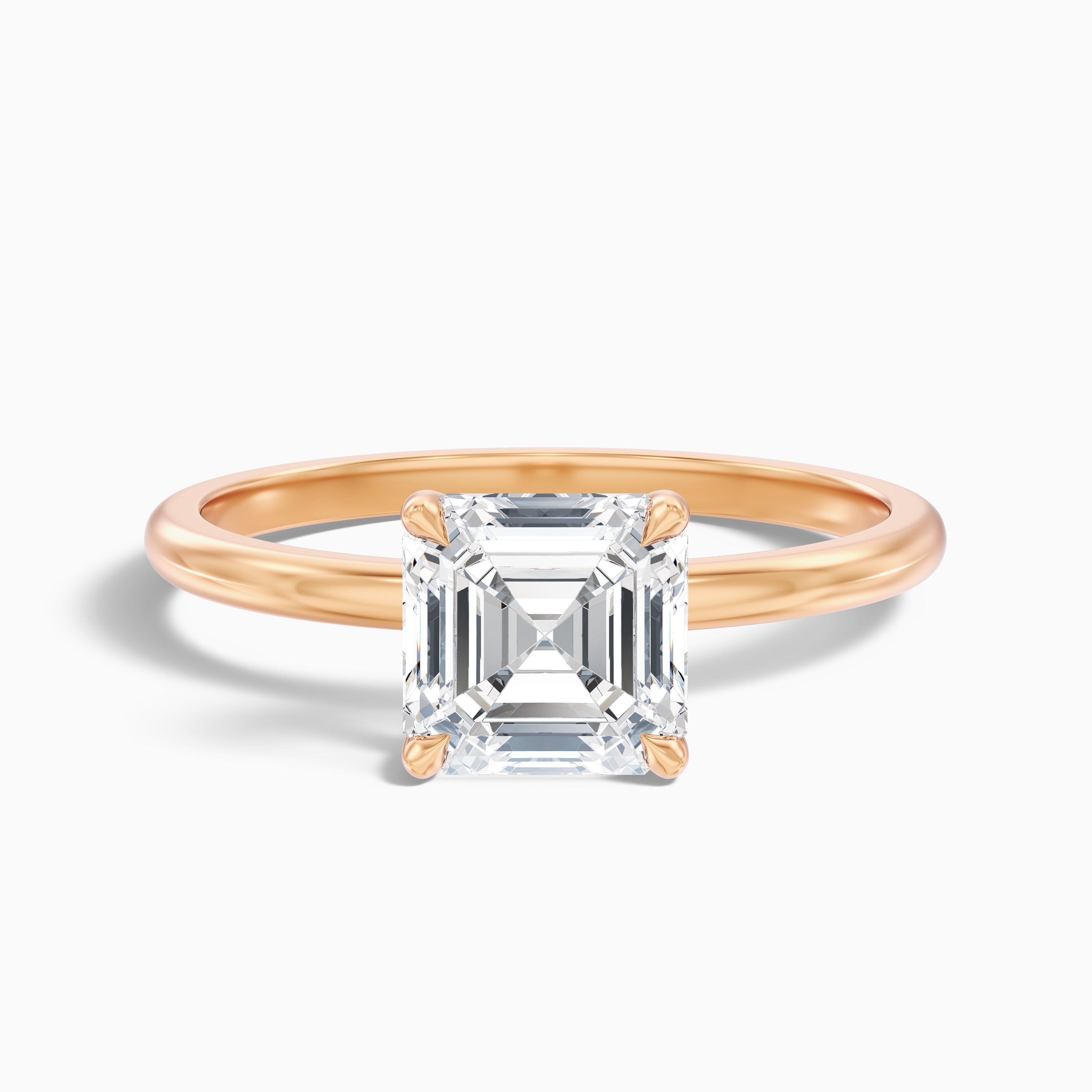 Laura 1 Carat Asscher Cut Solitaire Moissanite Engagement Ring in 18k Rose Gold