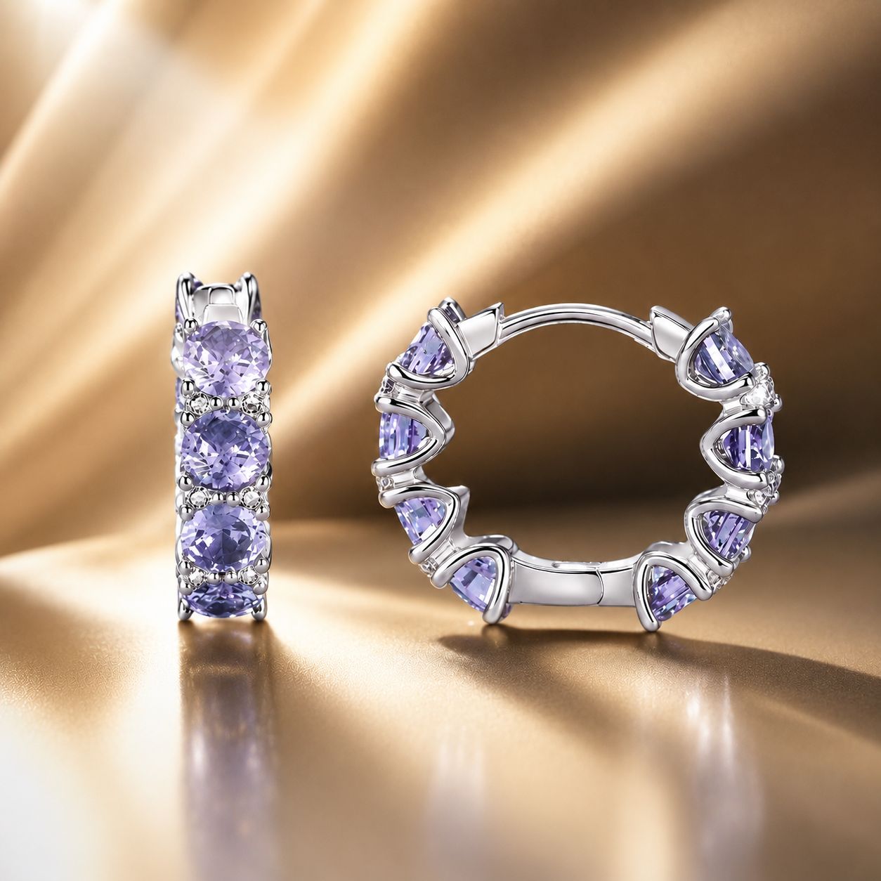 925 Sterling Silver Earrings with Pavé Setting and Plated Platinum for Women DestGlow