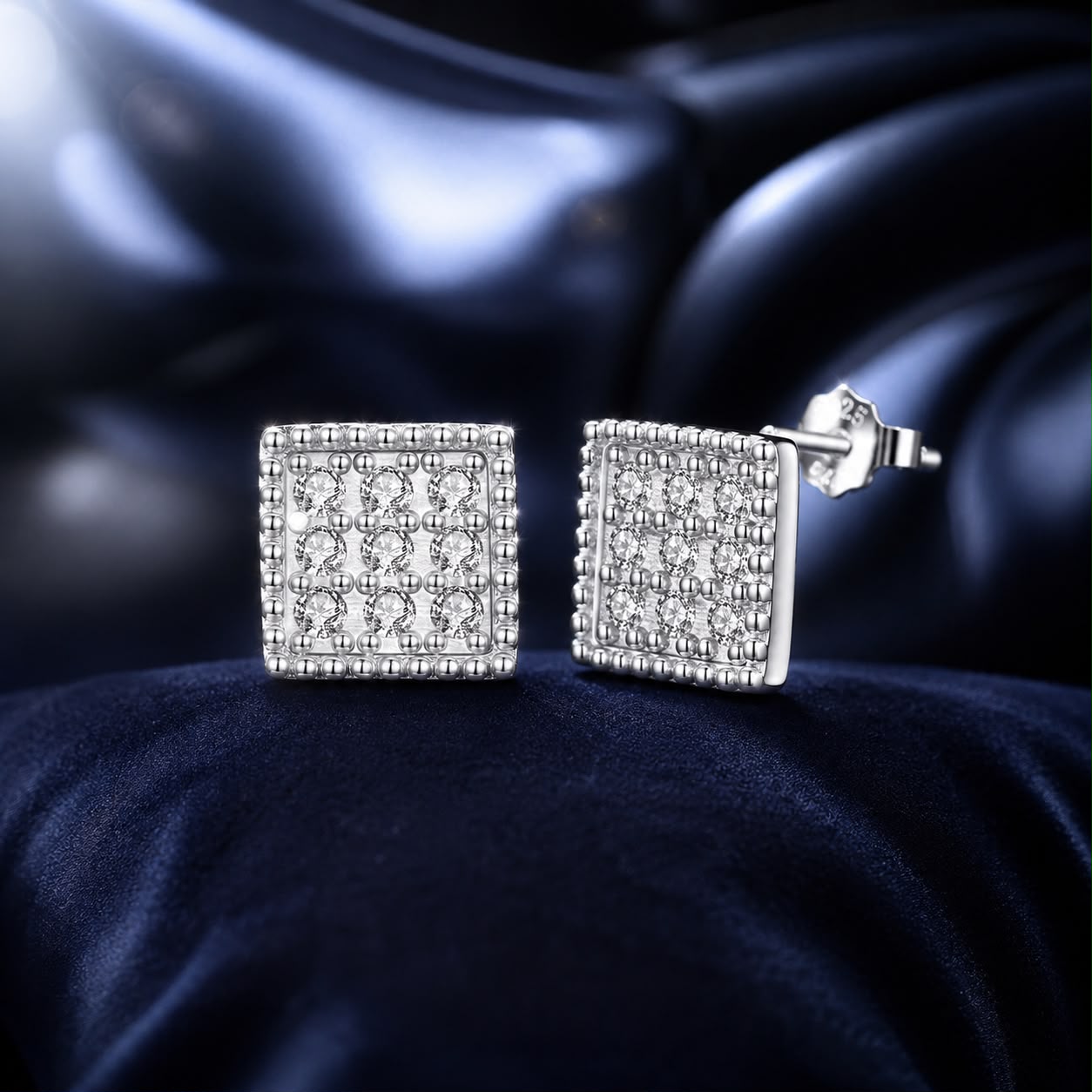 925 Sterling Silver 0.8cm Pavé Setting CZ White Gold Plated Earrings for Women DestGlow