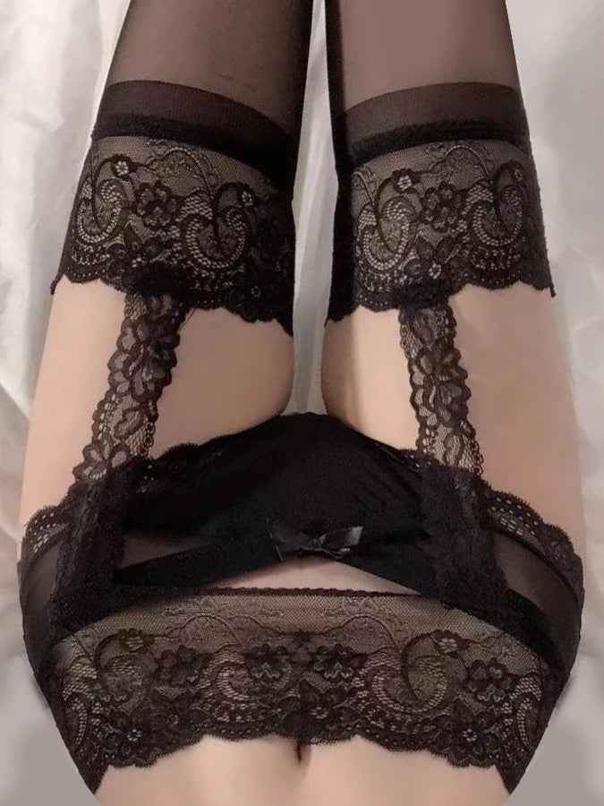 Garter Belt With Lace Stockings